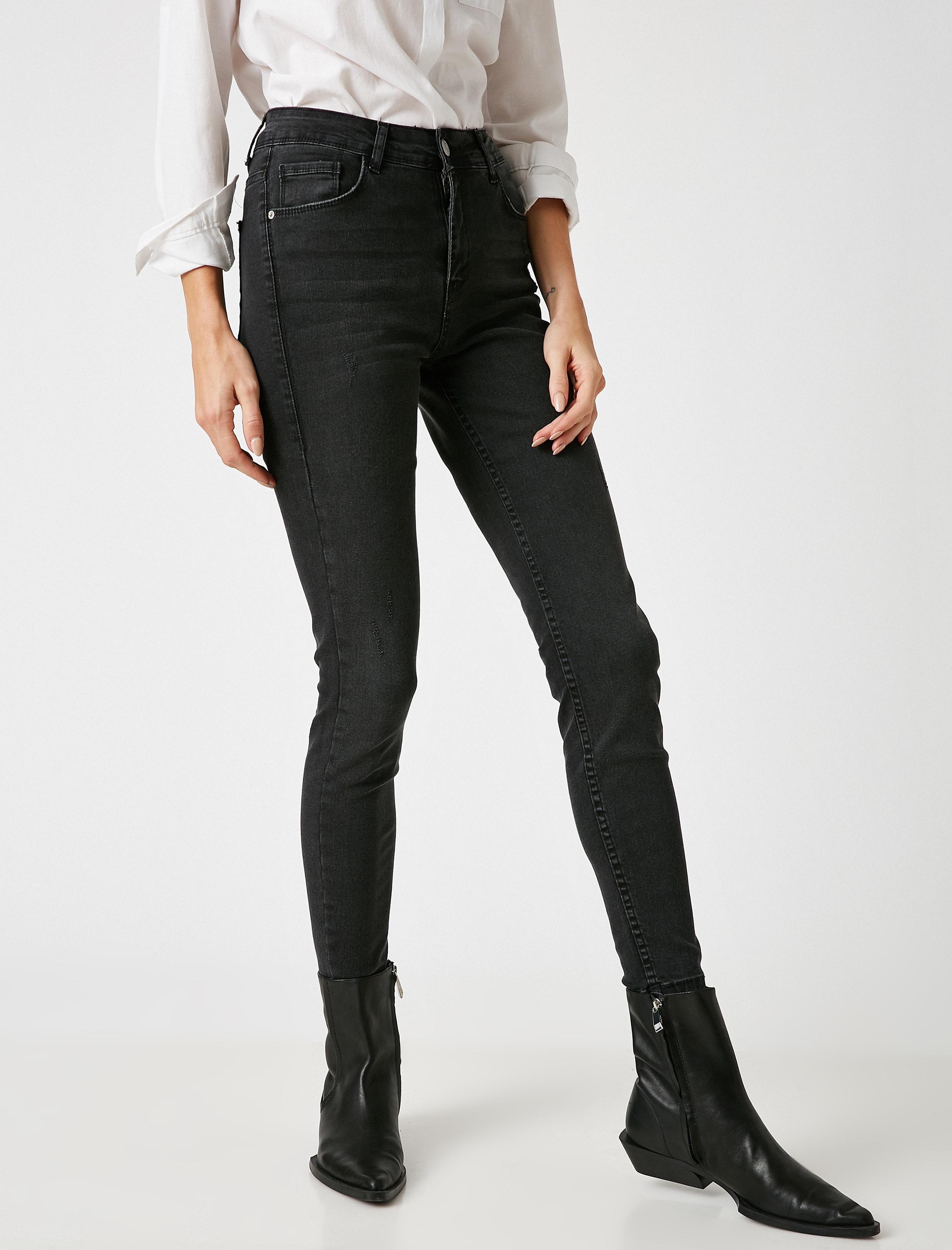   Organik Pamuklu Carmen Jean Yüksek Bel Dar Kesim Dar Paça Pantolon