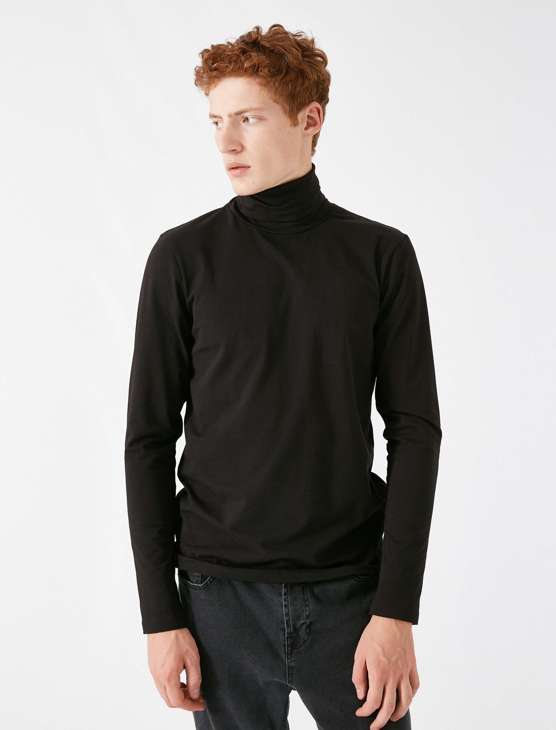   Pamuklu Balıkçı Yaka Uzun Kollu Tişört