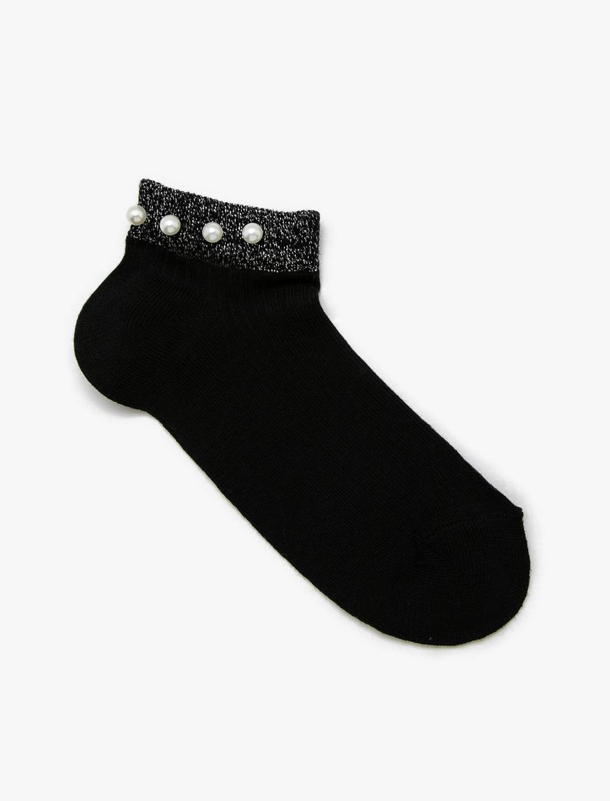  Kadın İnci Detaylı Soket Çorap