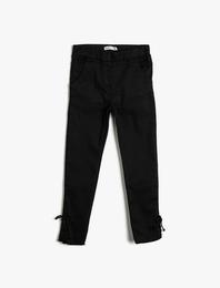 Esnek Pantolon Kumaşından Beli Lastikli Paçası Normal Bel Uzun Pantolon