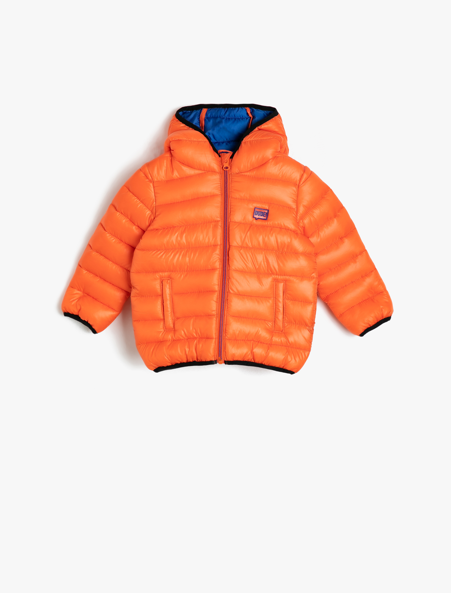  Erkek Bebek Kapüşonlu Cepli Fermuarlı Şişme Mont