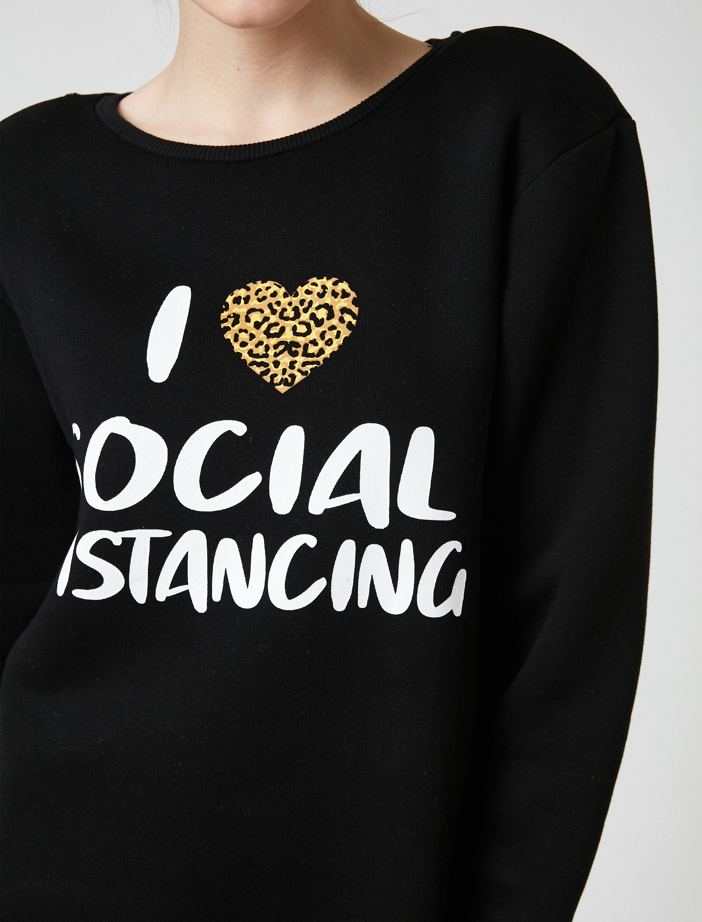   Bisiklet Yaka Yazılı Baskılı Sweatshirt