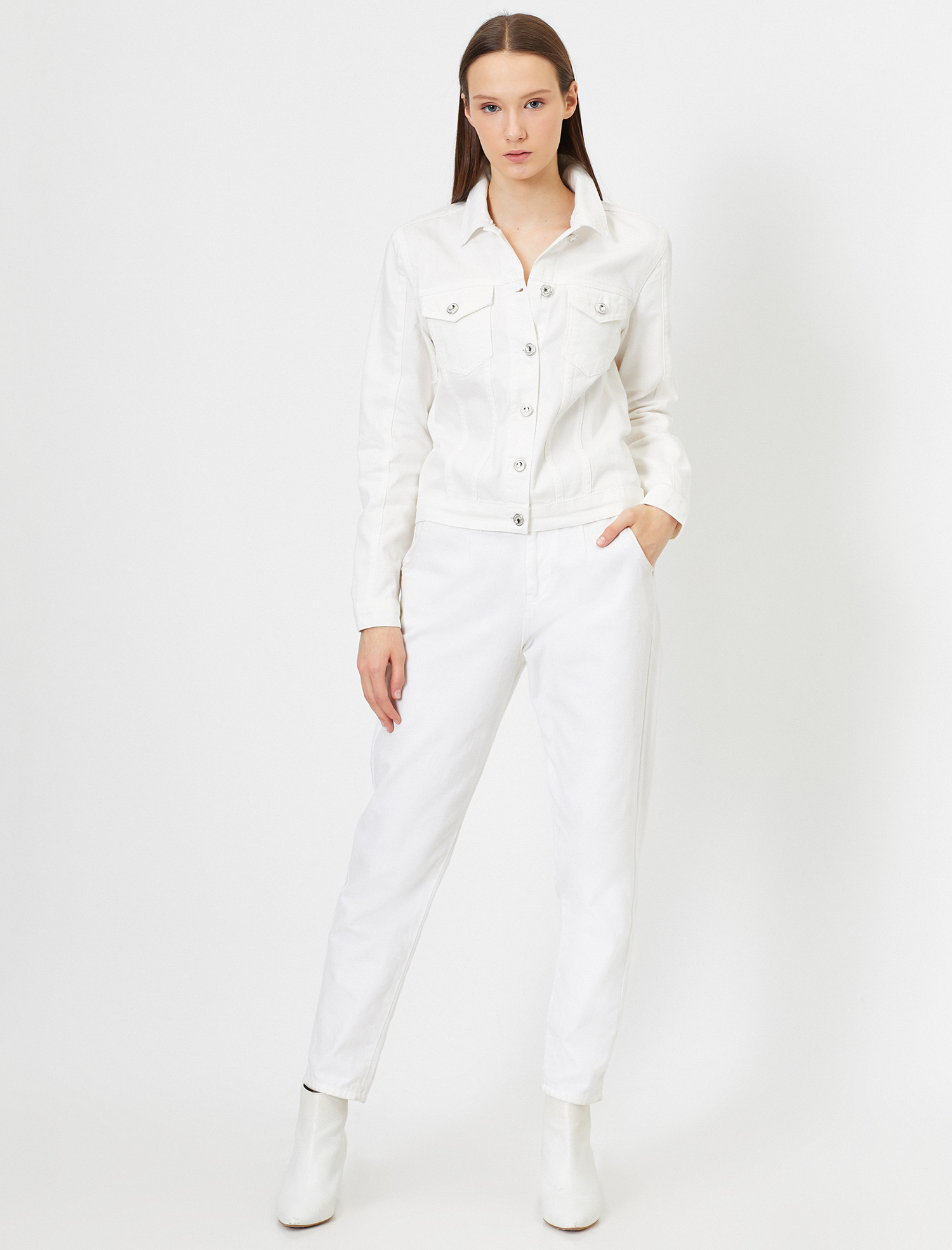   Cep Detaylı Jean Ceket