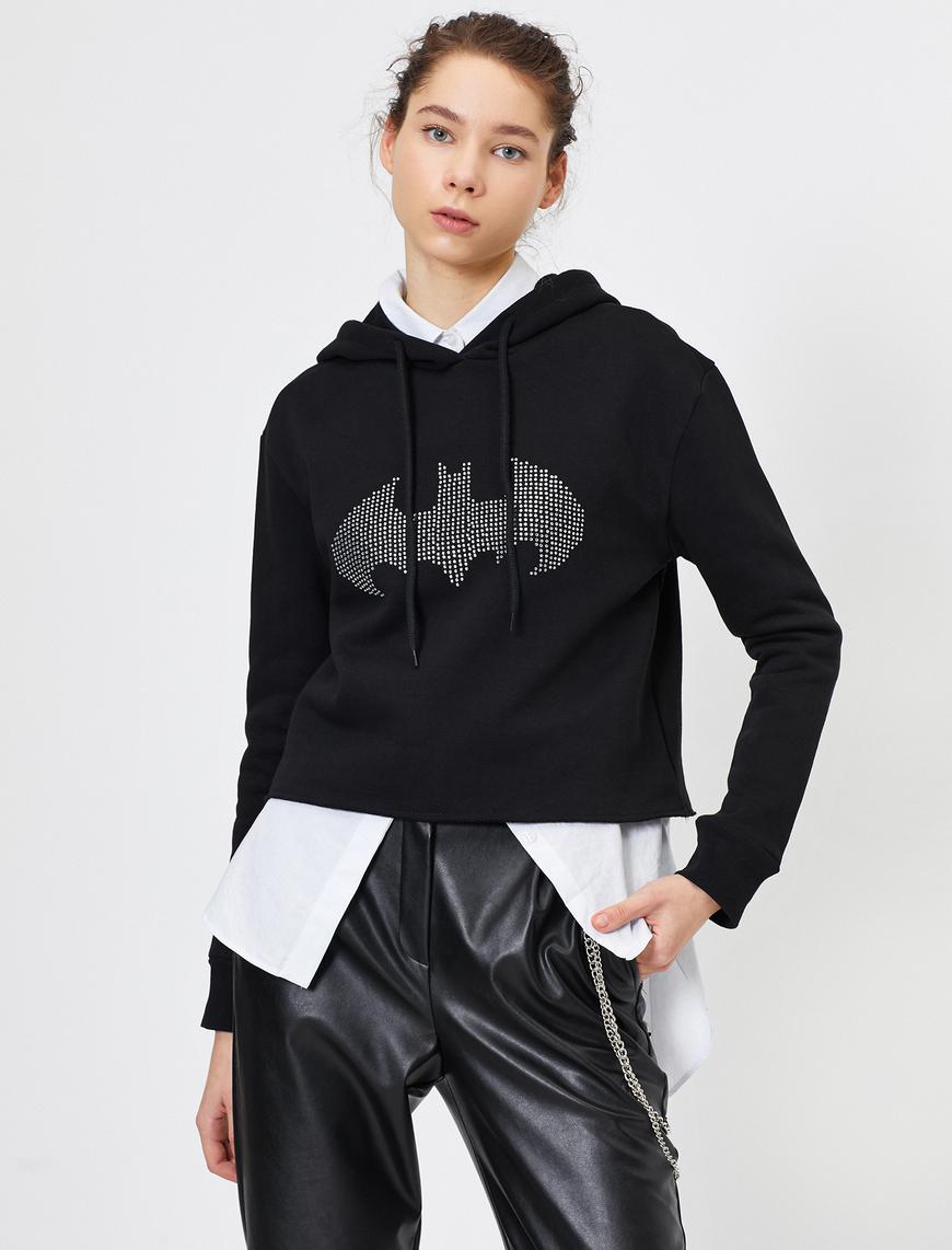   Batman Lisanslı Taşlı Sweatshirt