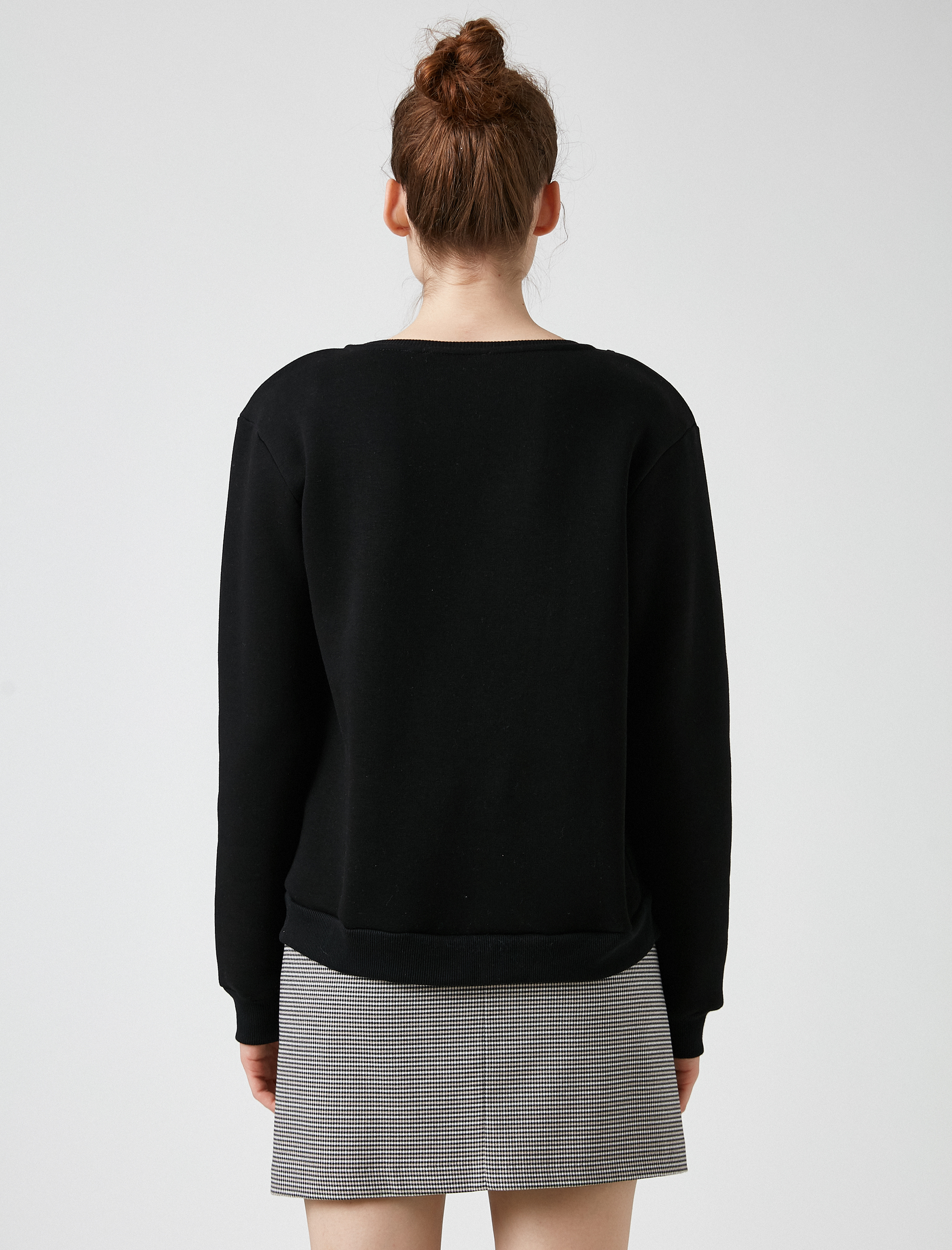   Bisiklet Yaka Yazılı Baskılı Sweatshirt