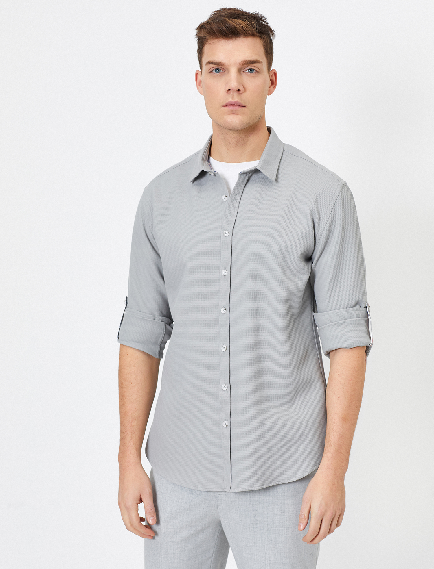   Apoletli Uzun Kollu Slim Fit Casual Gömlek