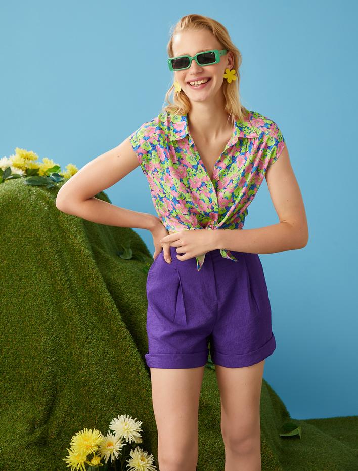  Çiçekli Kısa Kollu Gömlek