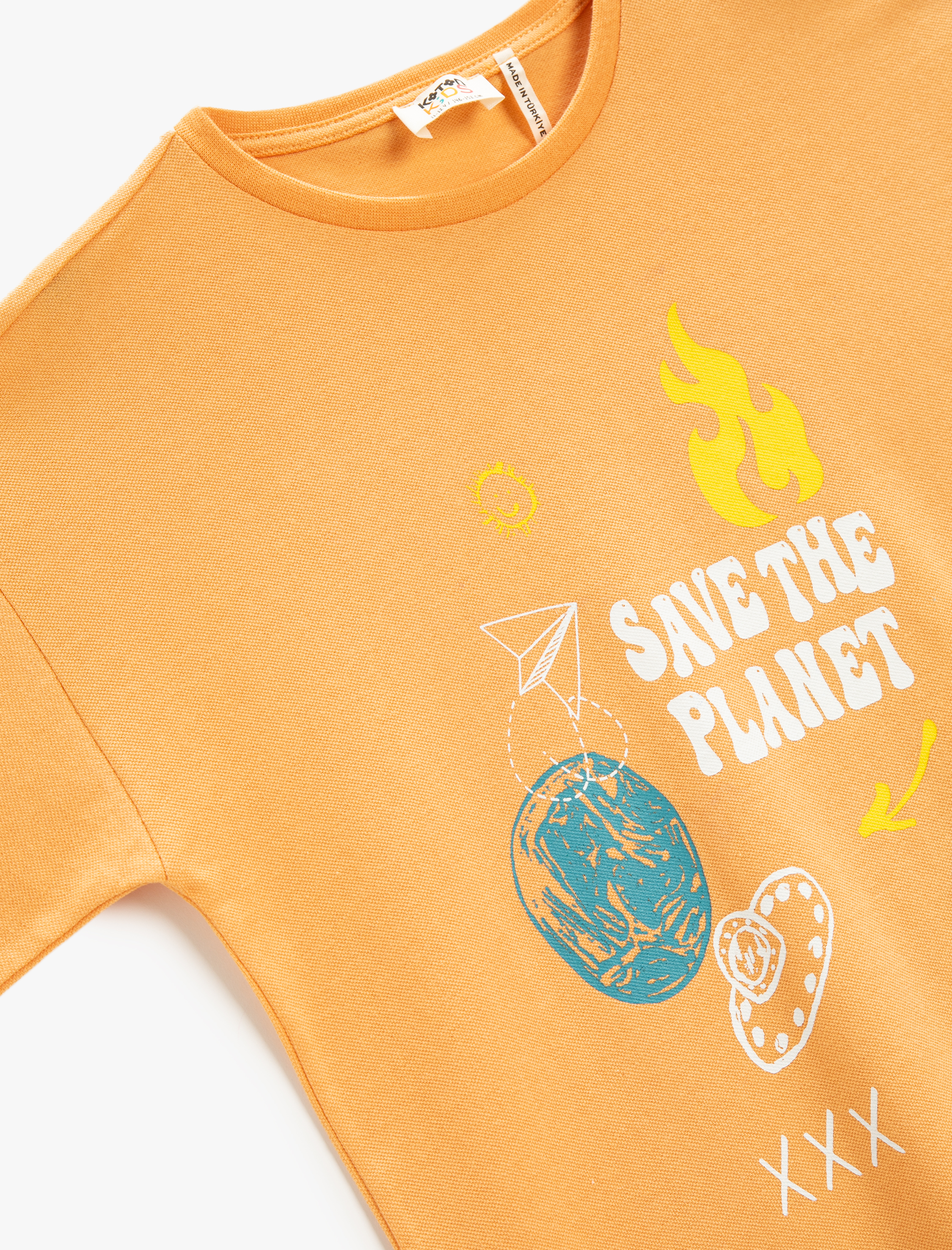  Erkek Çocuk Kısa Kollu Baskılı Tişört Bisiklet Yaka Pamuklu