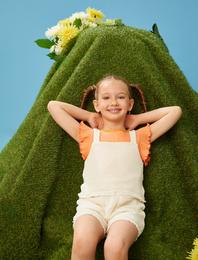 Fırfırlı Kolsuz Crop Üst Ribanalı Pamuklu