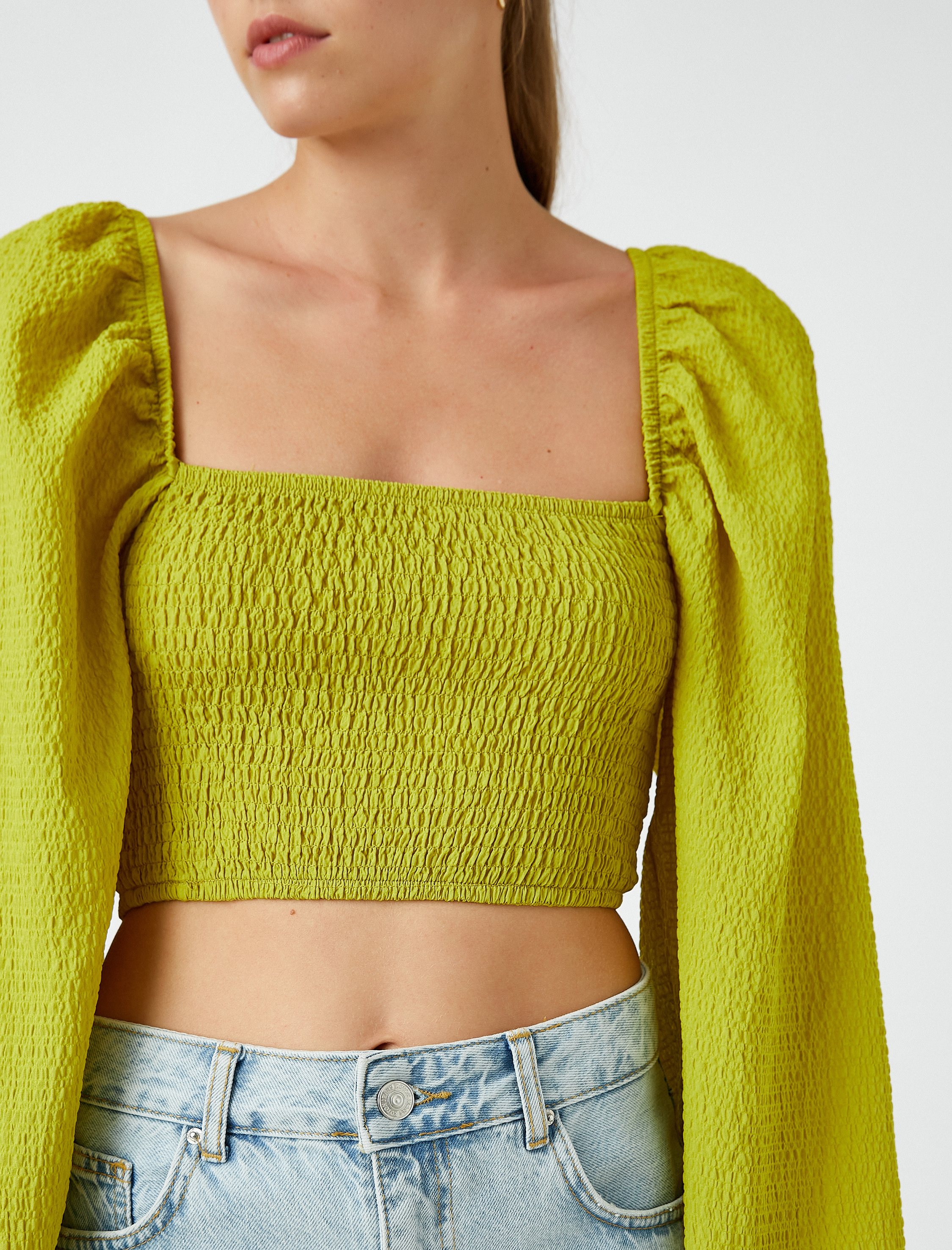   Gipe Detaylı Crop Bluz Modal