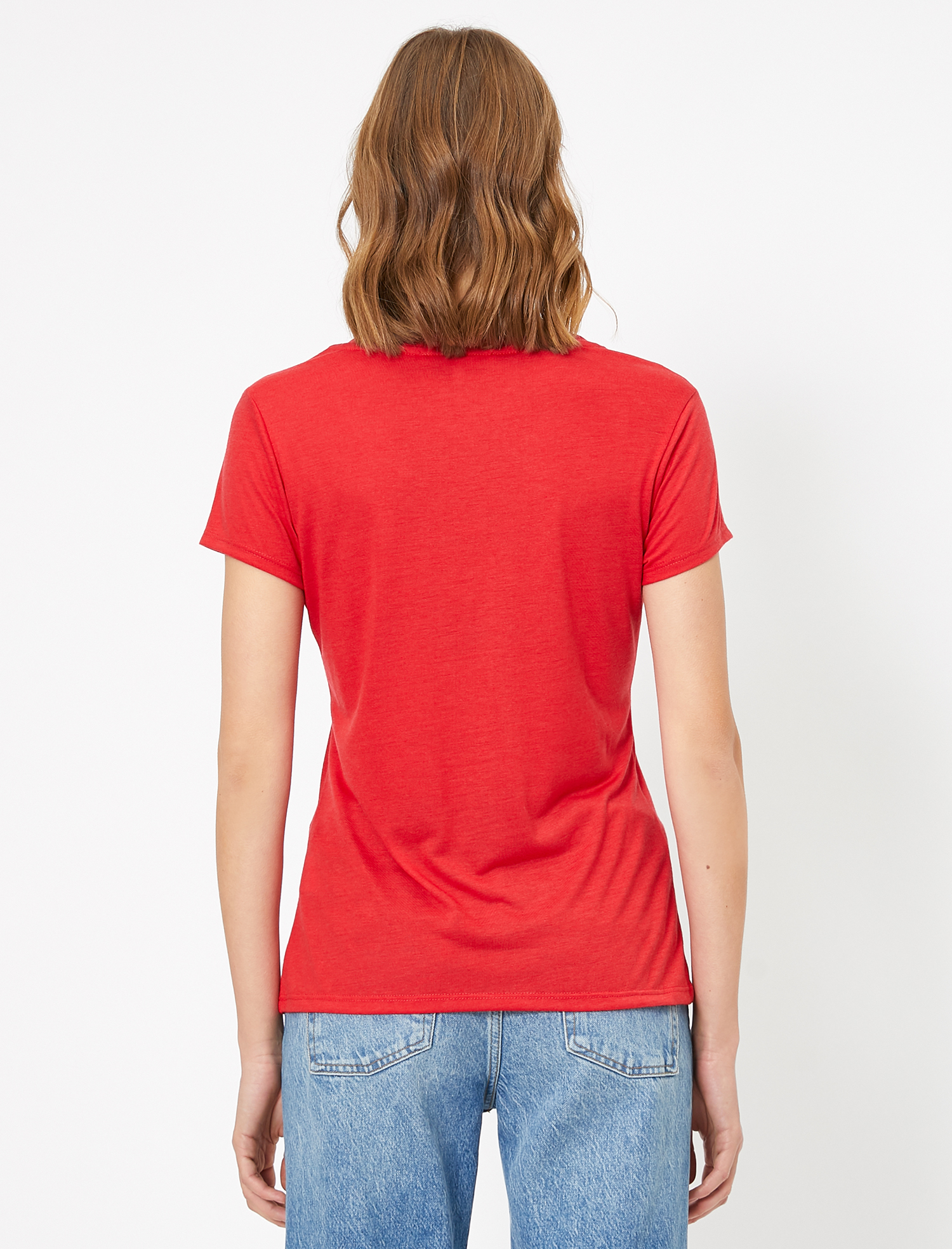 Oyuk Yaka Standart Kalıp Basic Tişört