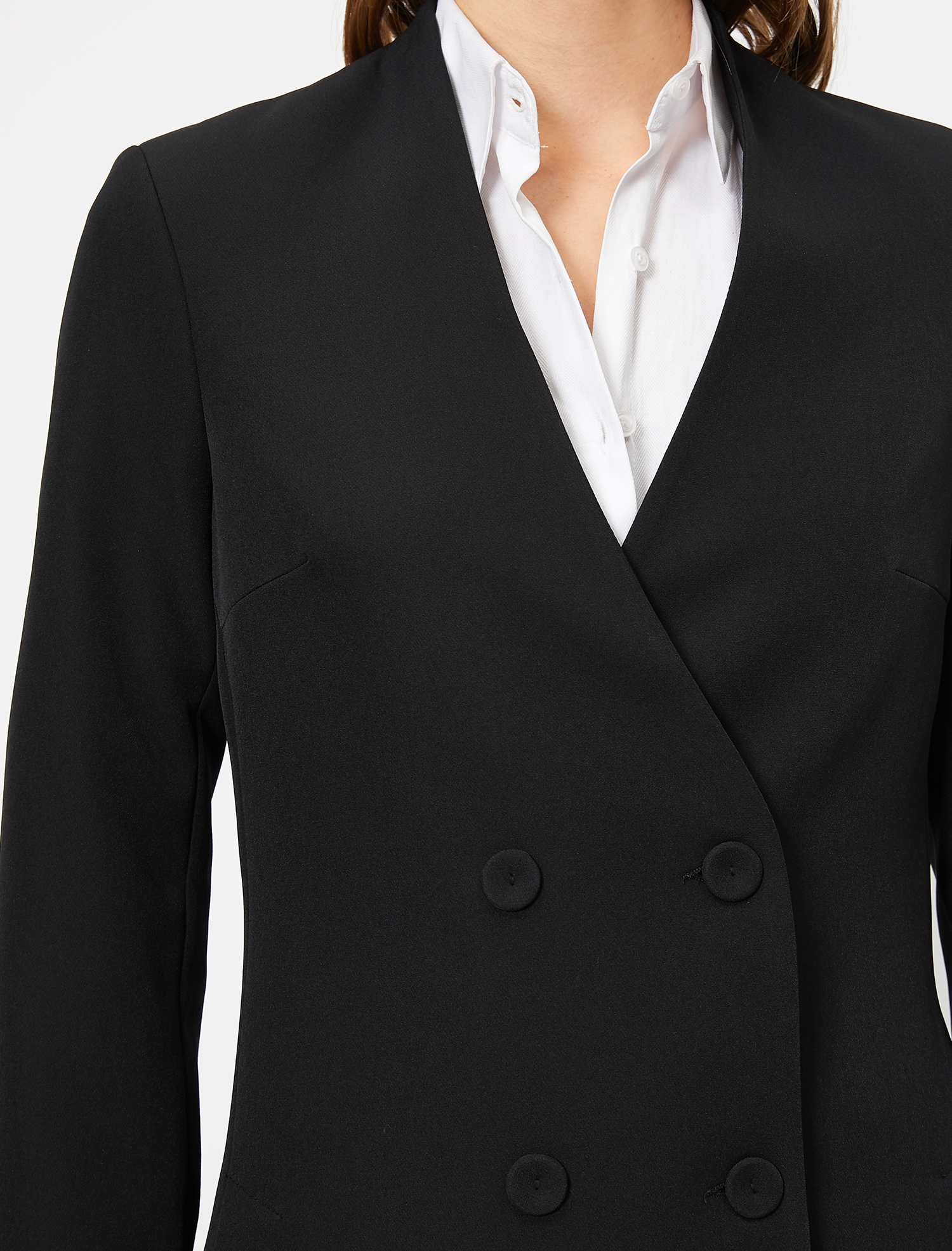   V Yaka Kruvaze Blazer Ceket