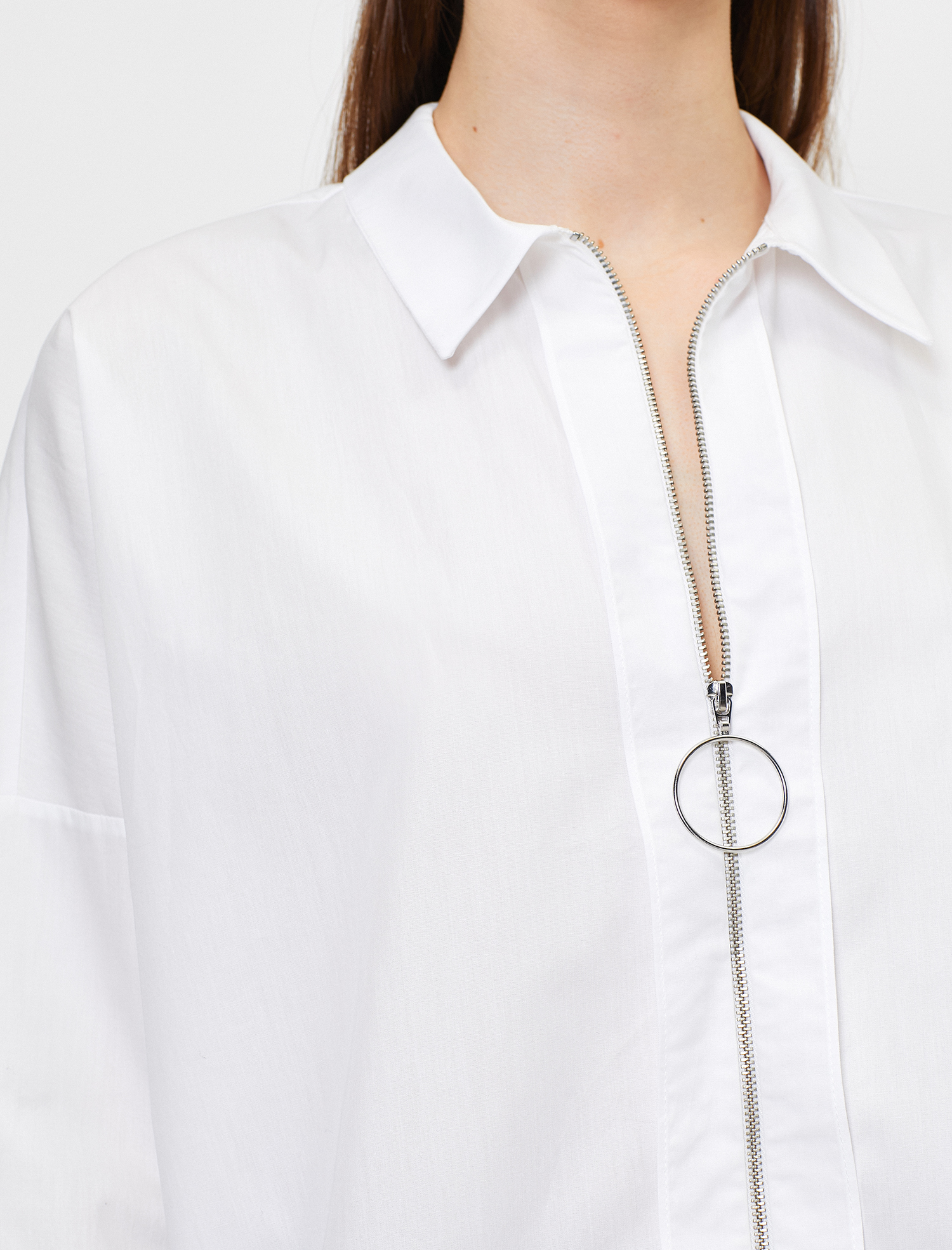   Fermuar Detaylı Uzun Kollu Gömlek