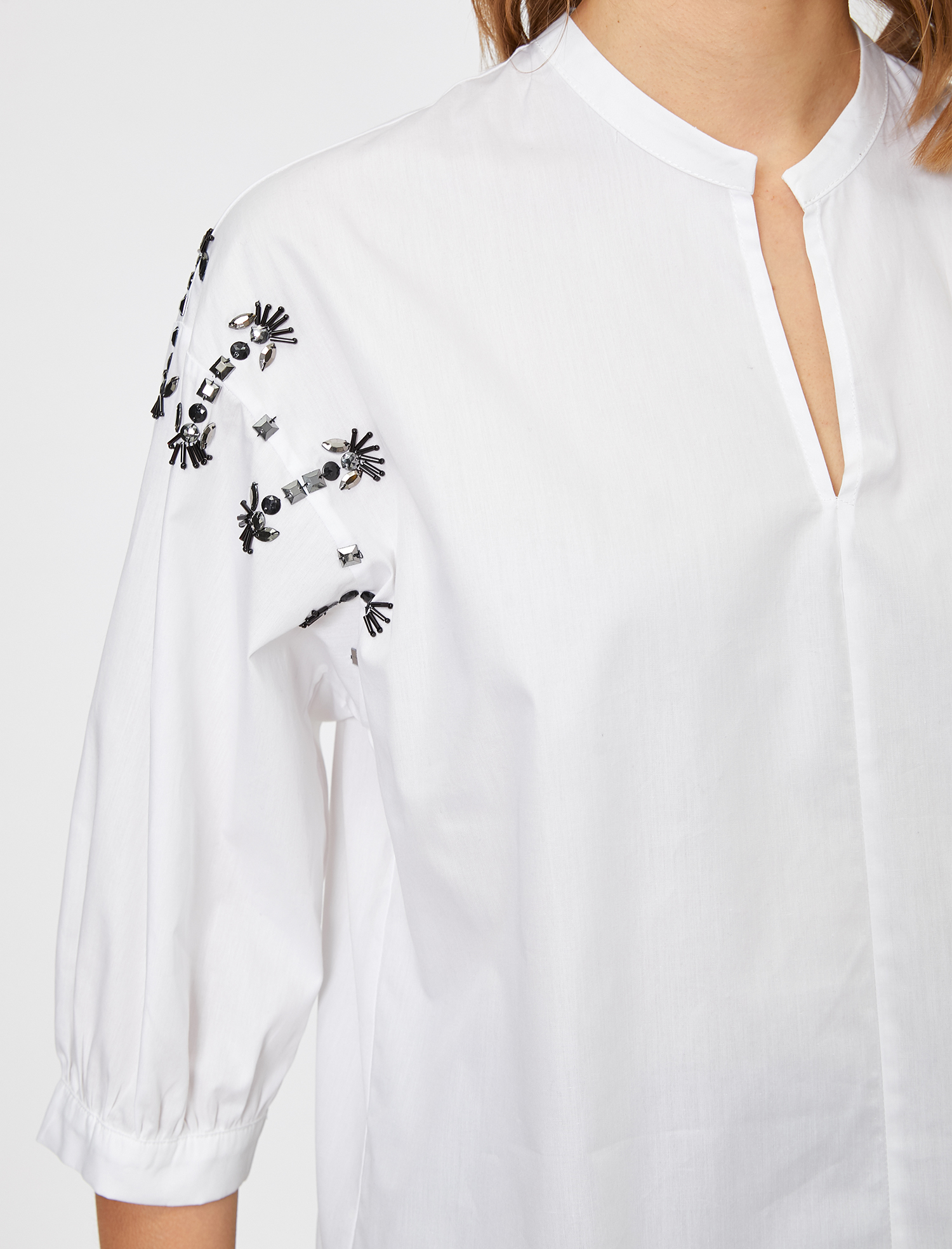   Taş Detaylı Poplin Bluz