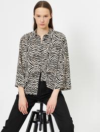 Zebra Desenli Uzun Kollu Gömlek