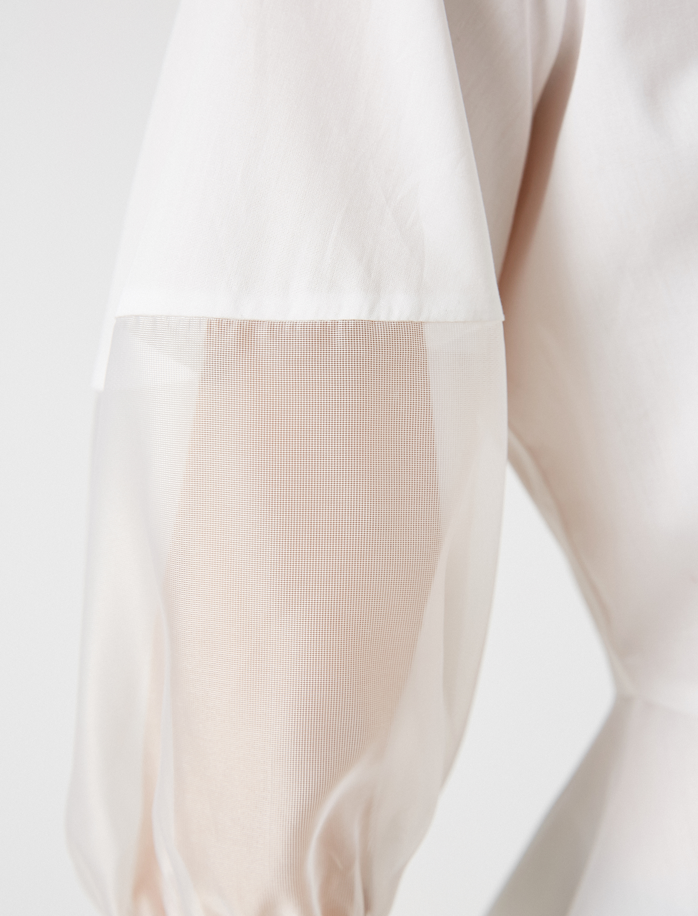   Poplin Bluz Tül Detaylı