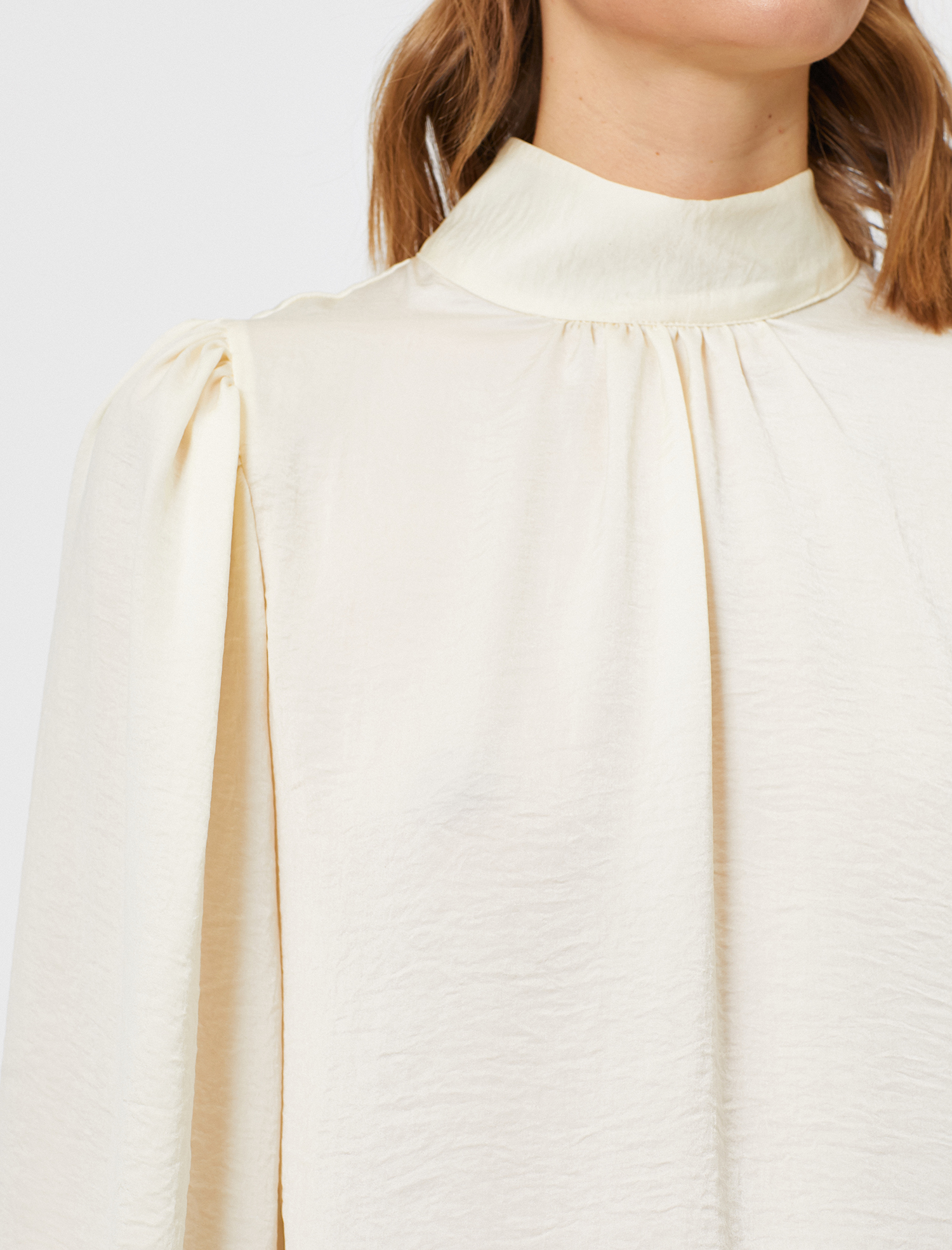 Saten Balon Kollu Bluz