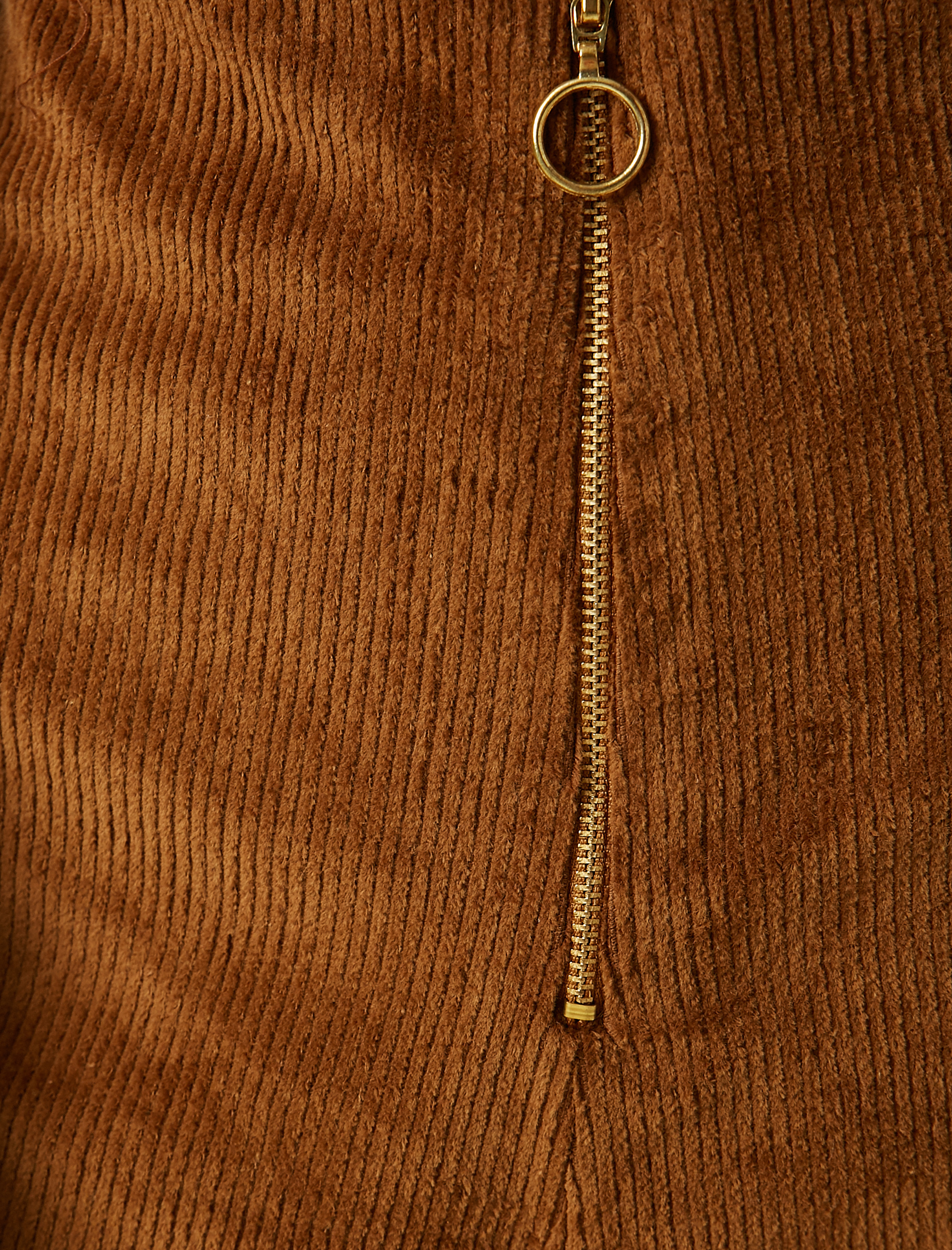   Fermuarlı Fitilli Kadife Geniş Paça Pantolon