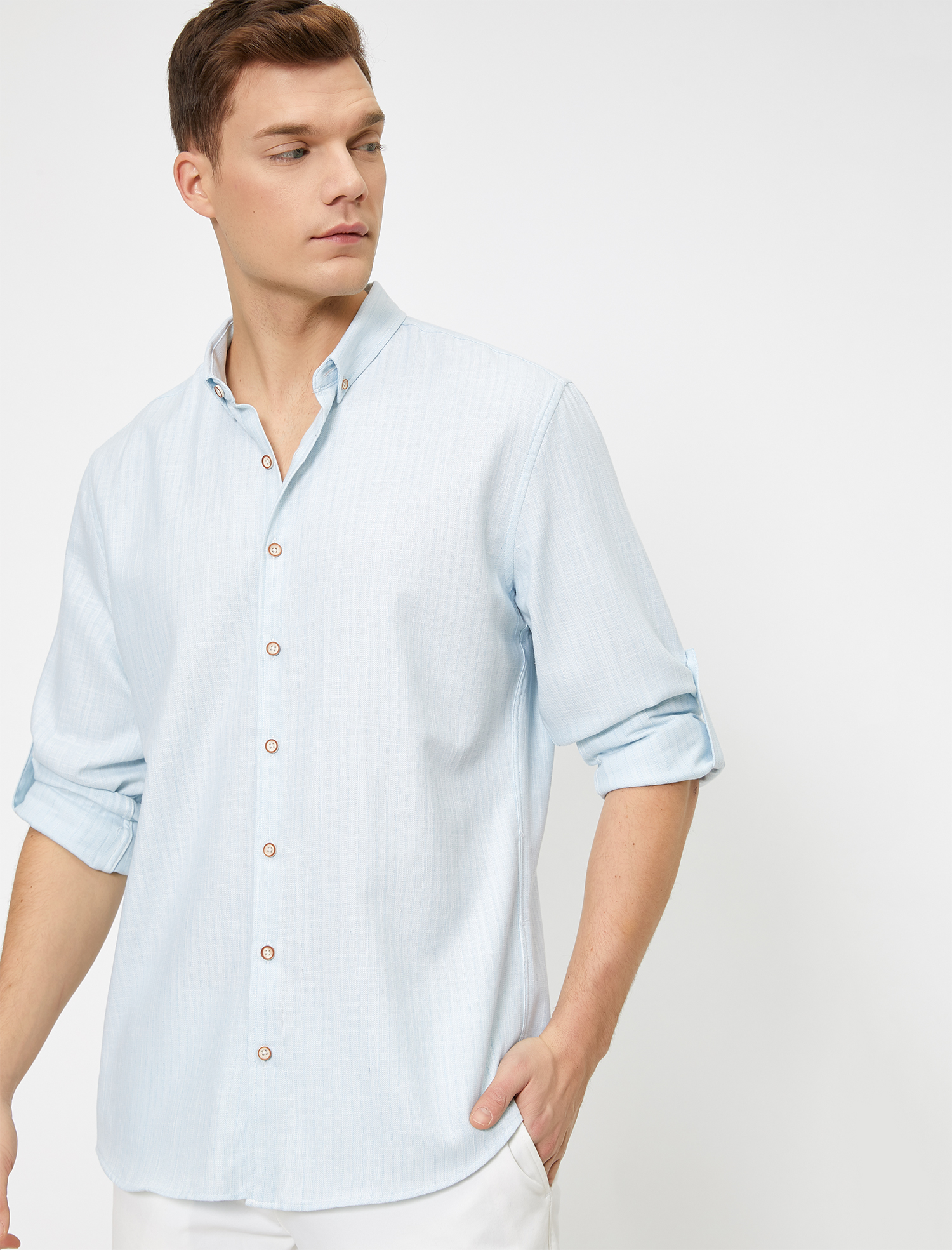   Apoletli Çizgili Desenli Pamuklu Regular Fit Casual Gömlek