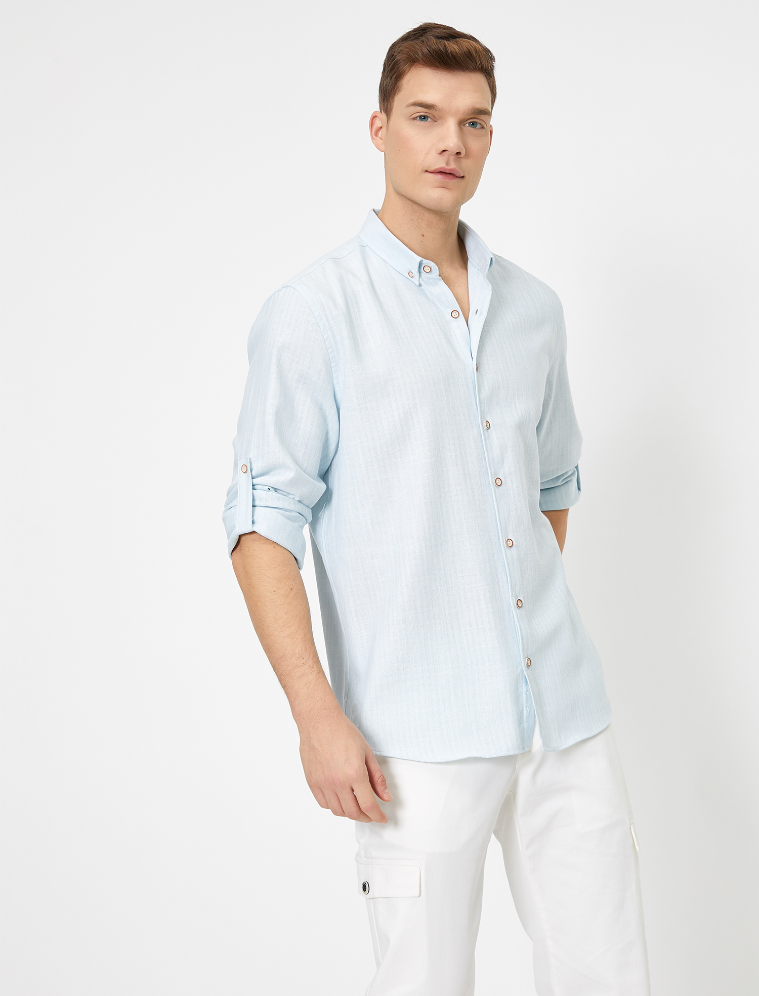   Apoletli Çizgili Desenli Pamuklu Regular Fit Casual Gömlek