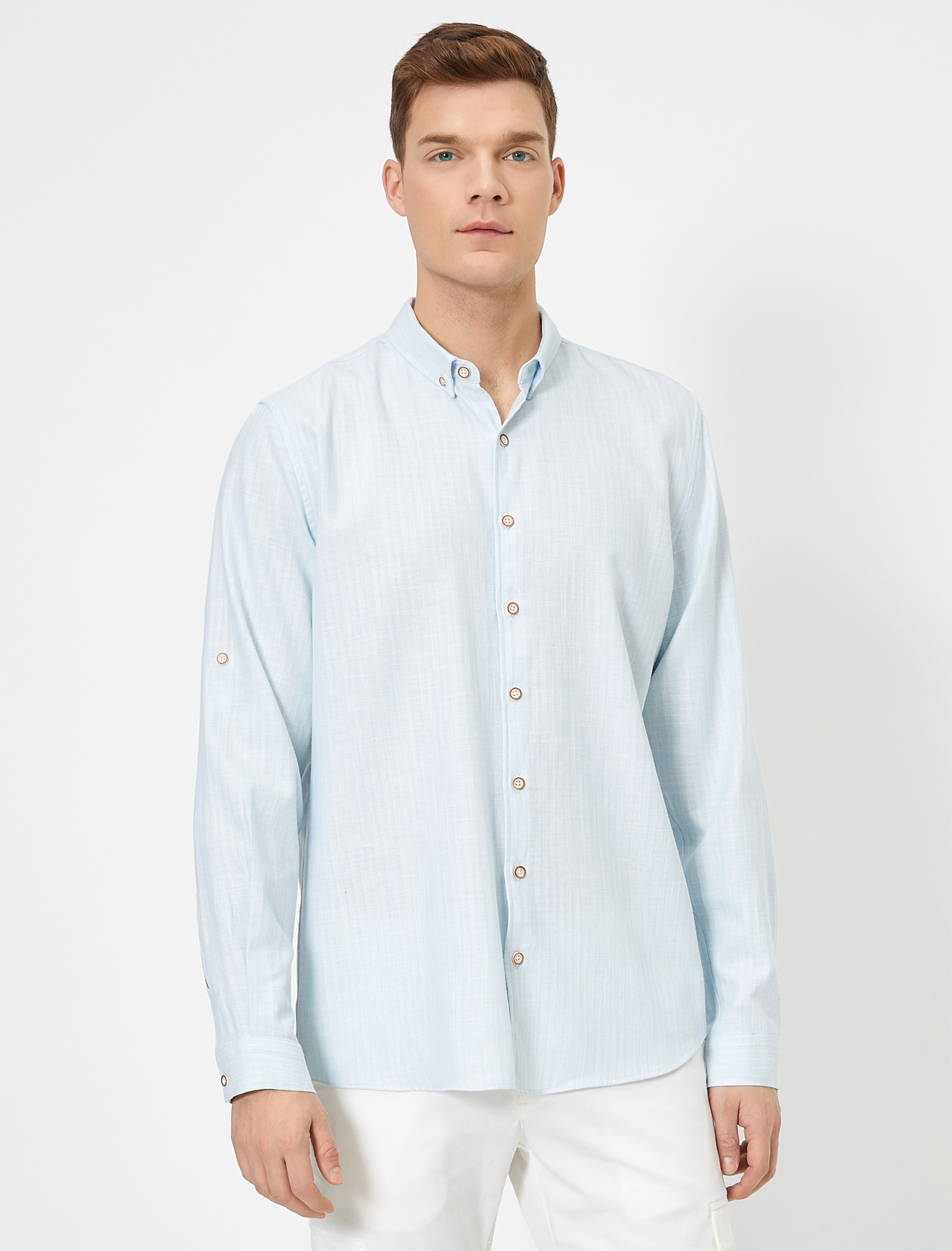   Apoletli Çizgili Desenli Pamuklu Regular Fit Casual Gömlek