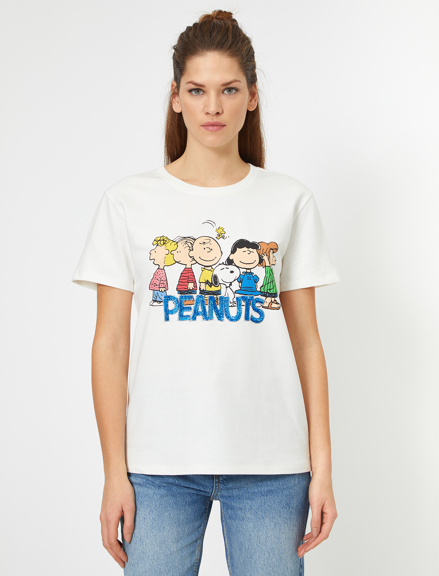   Snoopy Baskılı Lisanslı Pullu Kısa Kollu Tişört