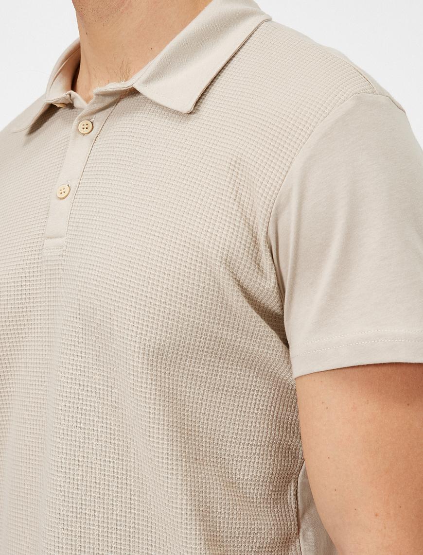   Polo Yaka Dokulu Kumaş Slim Fit Tişört