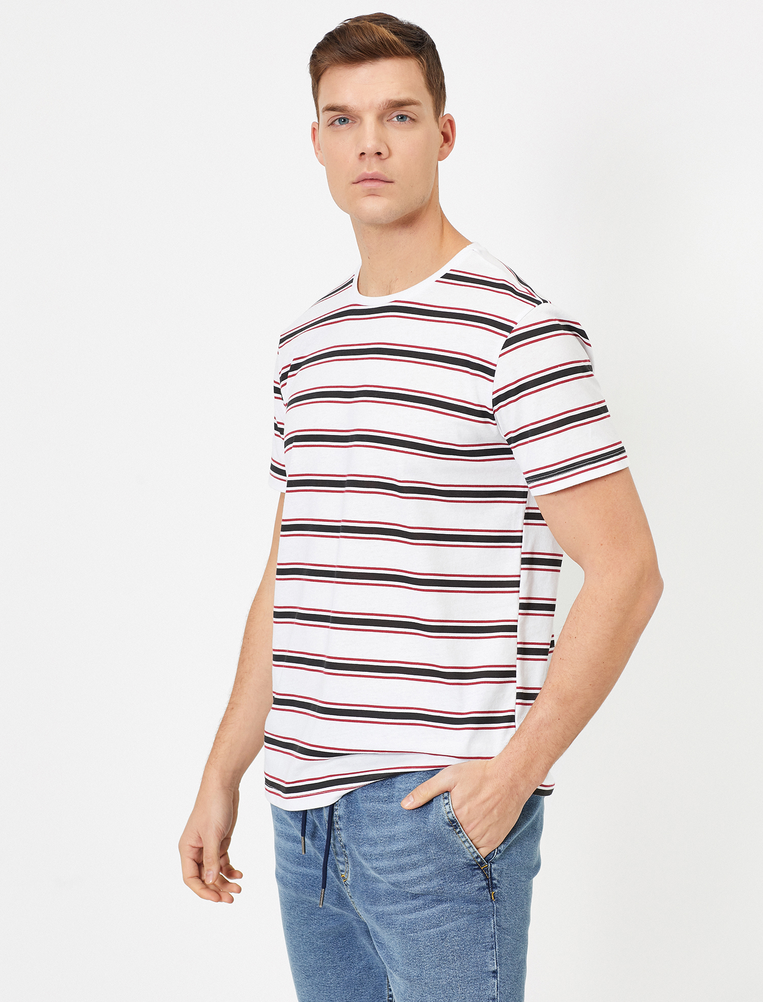   Çizgili Tişört Kısa Kollu