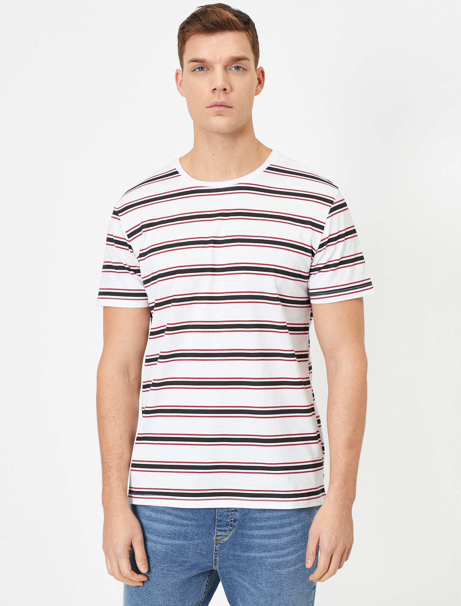   Çizgili Tişört Kısa Kollu