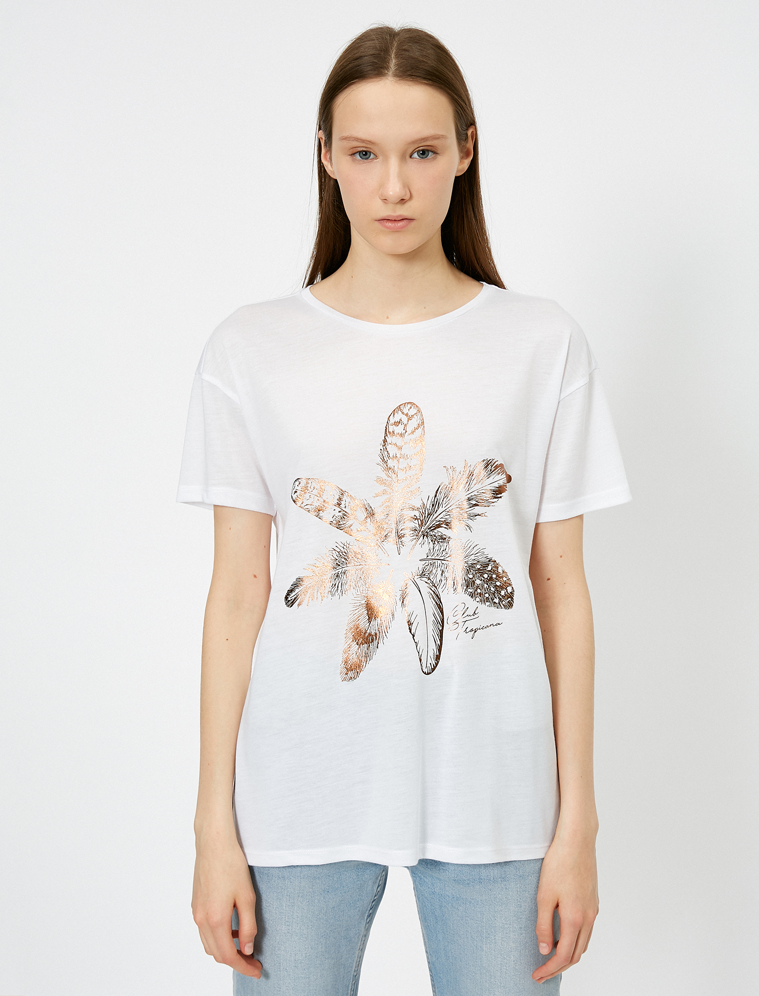   Parlak Baskı Detaylı Tişört