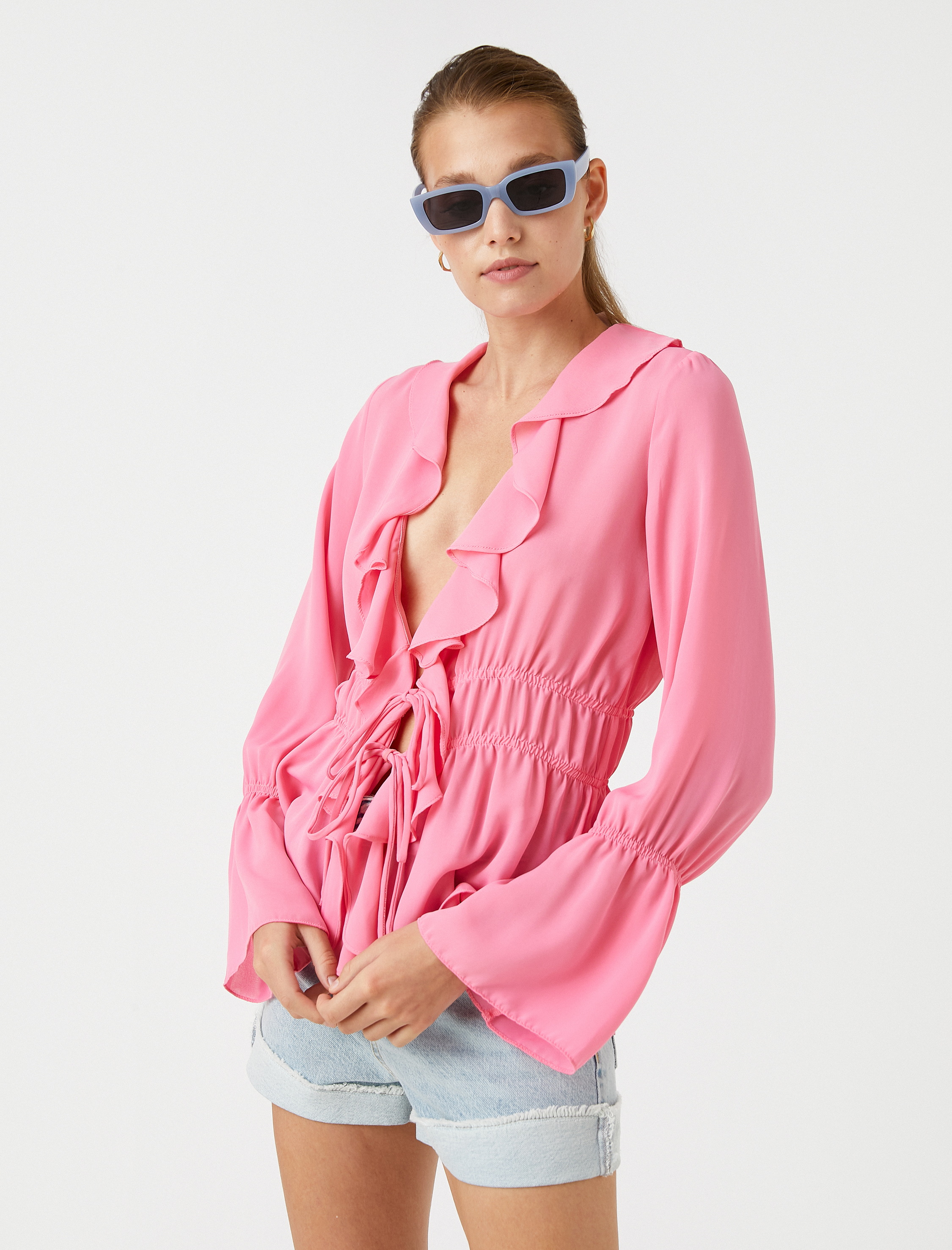   Volanlı Bluz Bağlama Detaylı