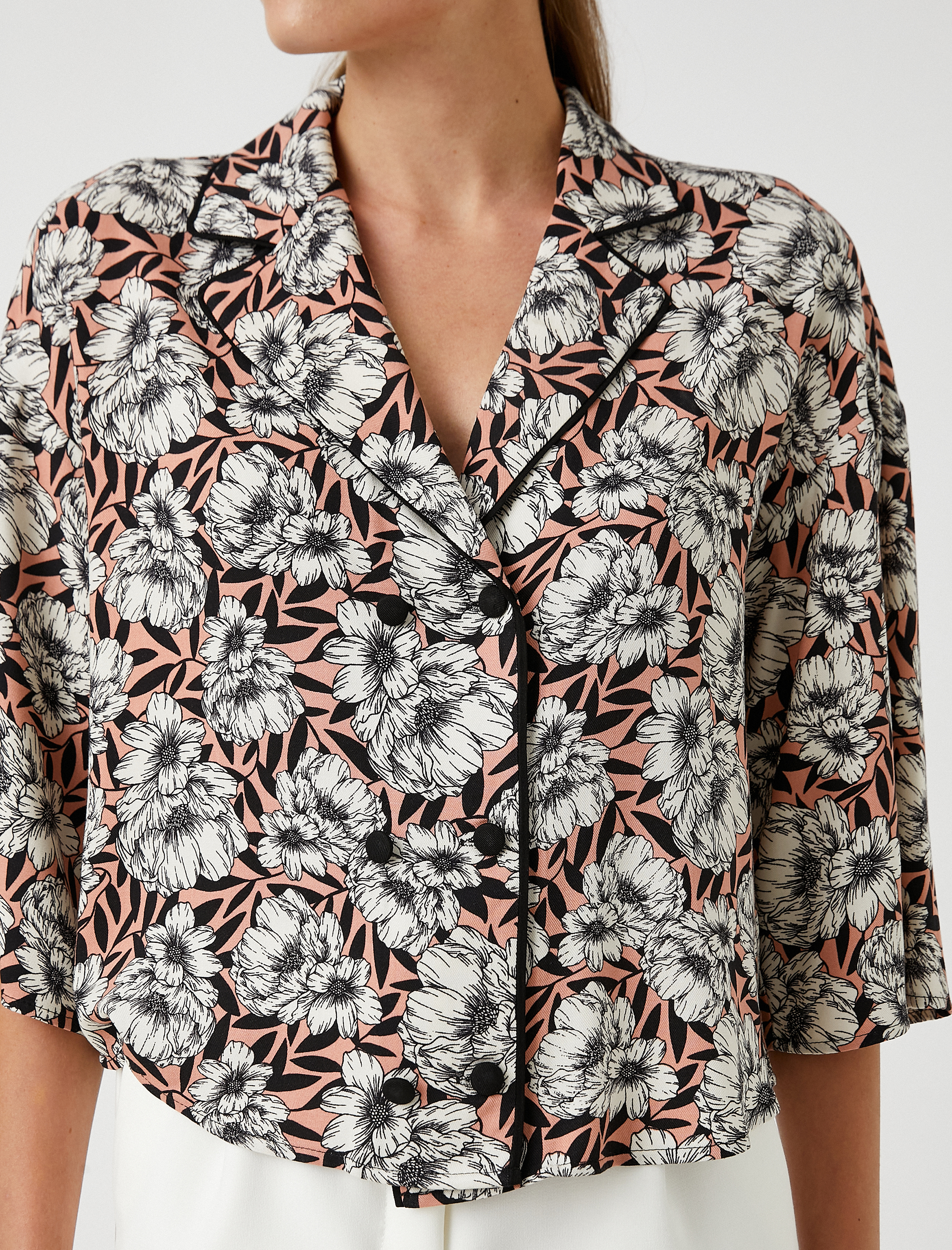   Çiçekli Crop Gömlek