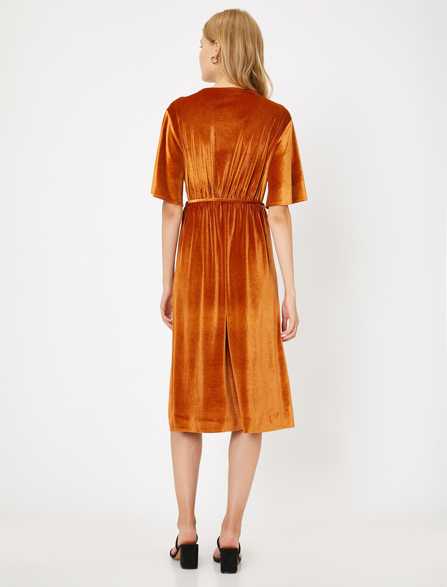   Kadife Mini Kışlık Elbise Asimetrik Kesim