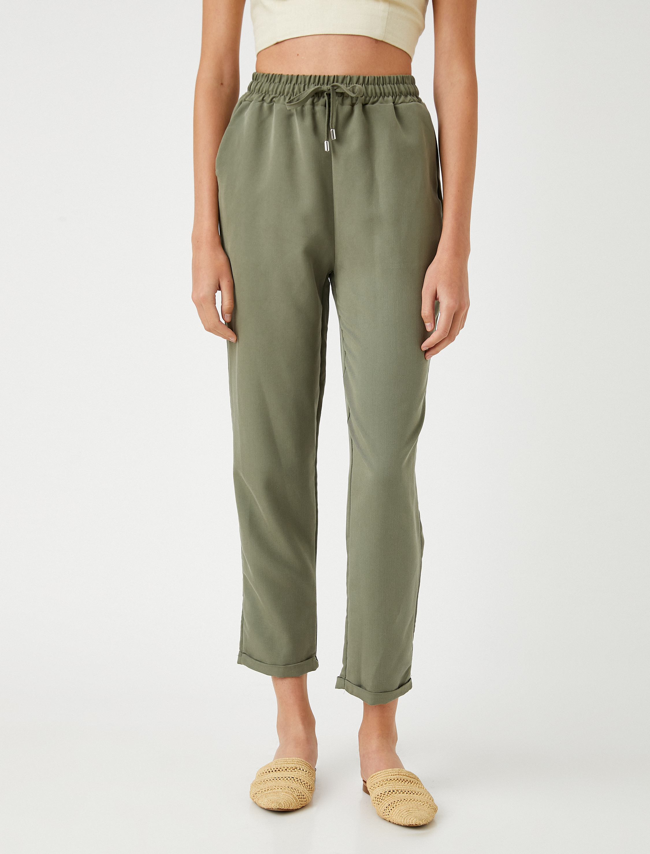   Beli Bağlamalı Havuç Pantolon Modal Karışımlı