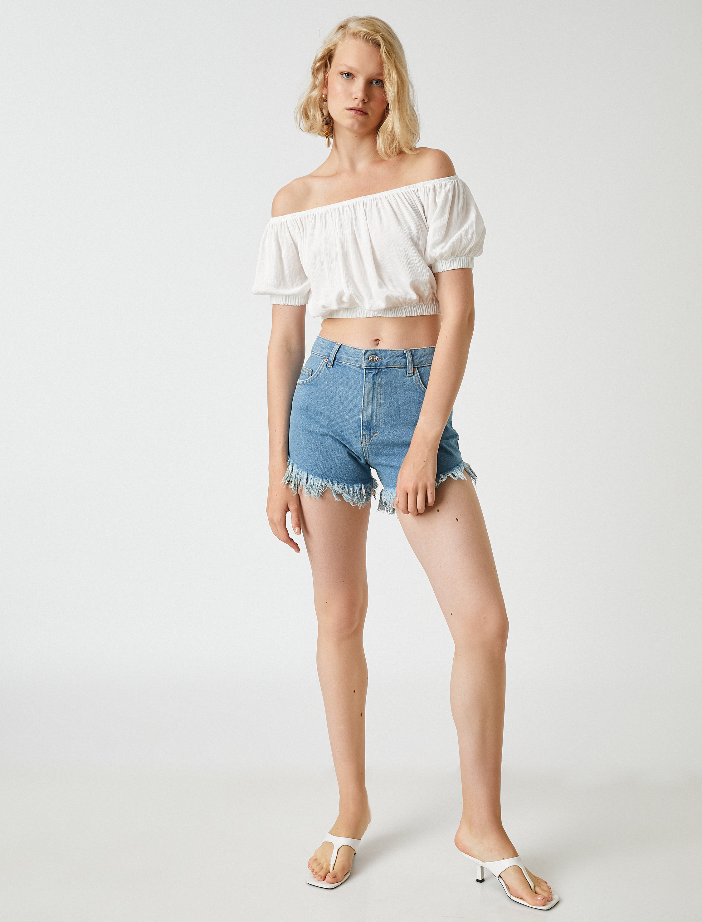   Crop Bluz Omzu Açık