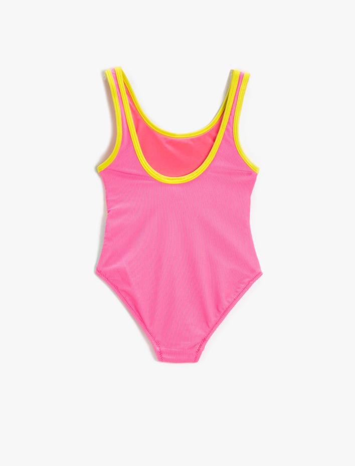 Kız Çocuk Mayo Renk Kontrastlı Baskılı