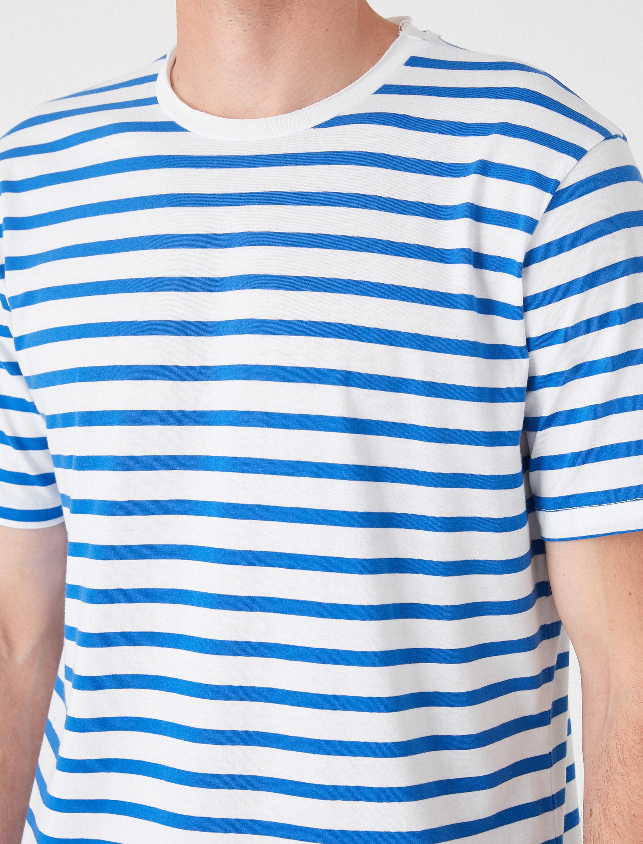   Çizgili Tişört Bisiklet Yaka