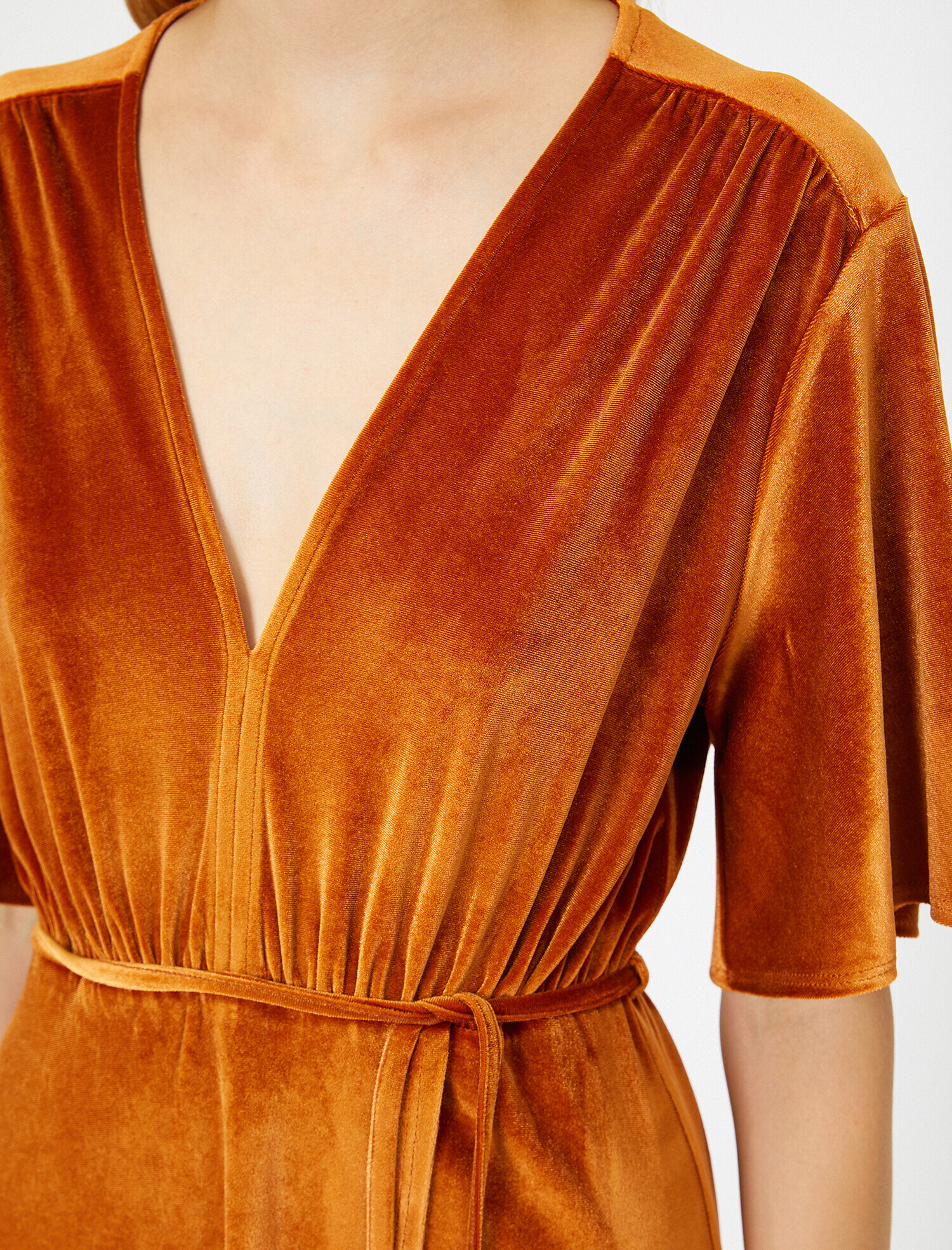   Kadife Mini Kışlık Elbise Asimetrik Kesim