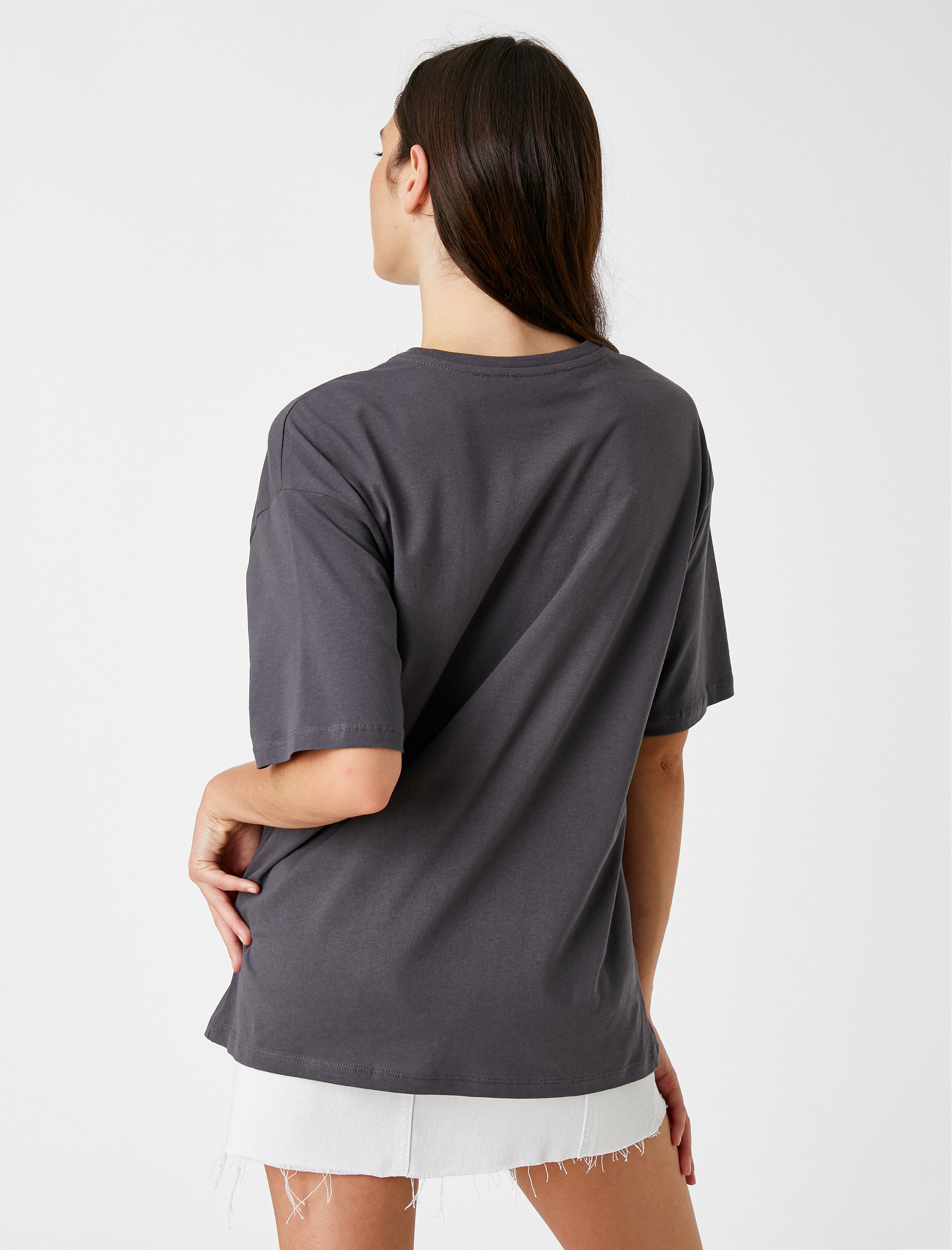   Baskılı Tişört Bisiklet Yaka Kısa Kollu