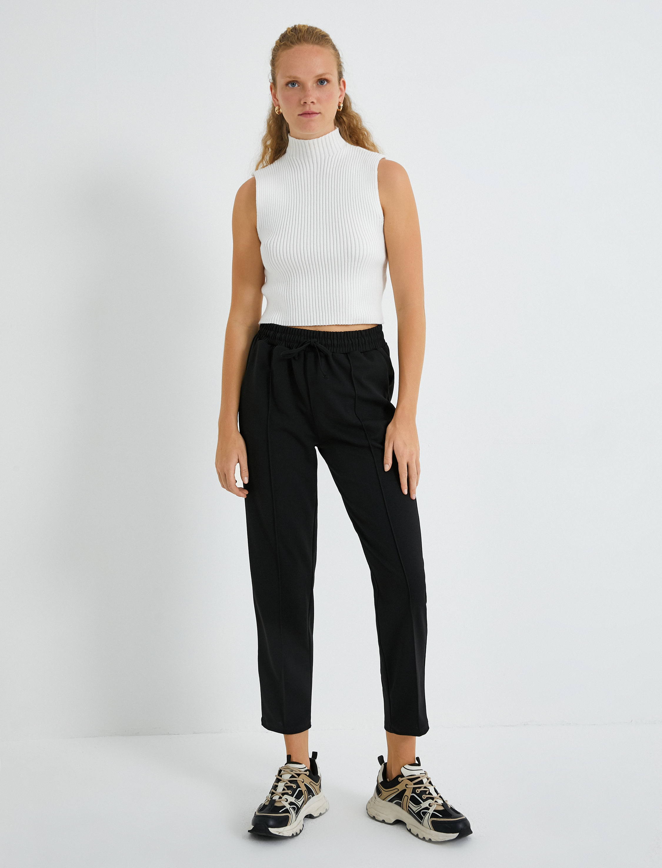   Crop Pantolon Nervürlü