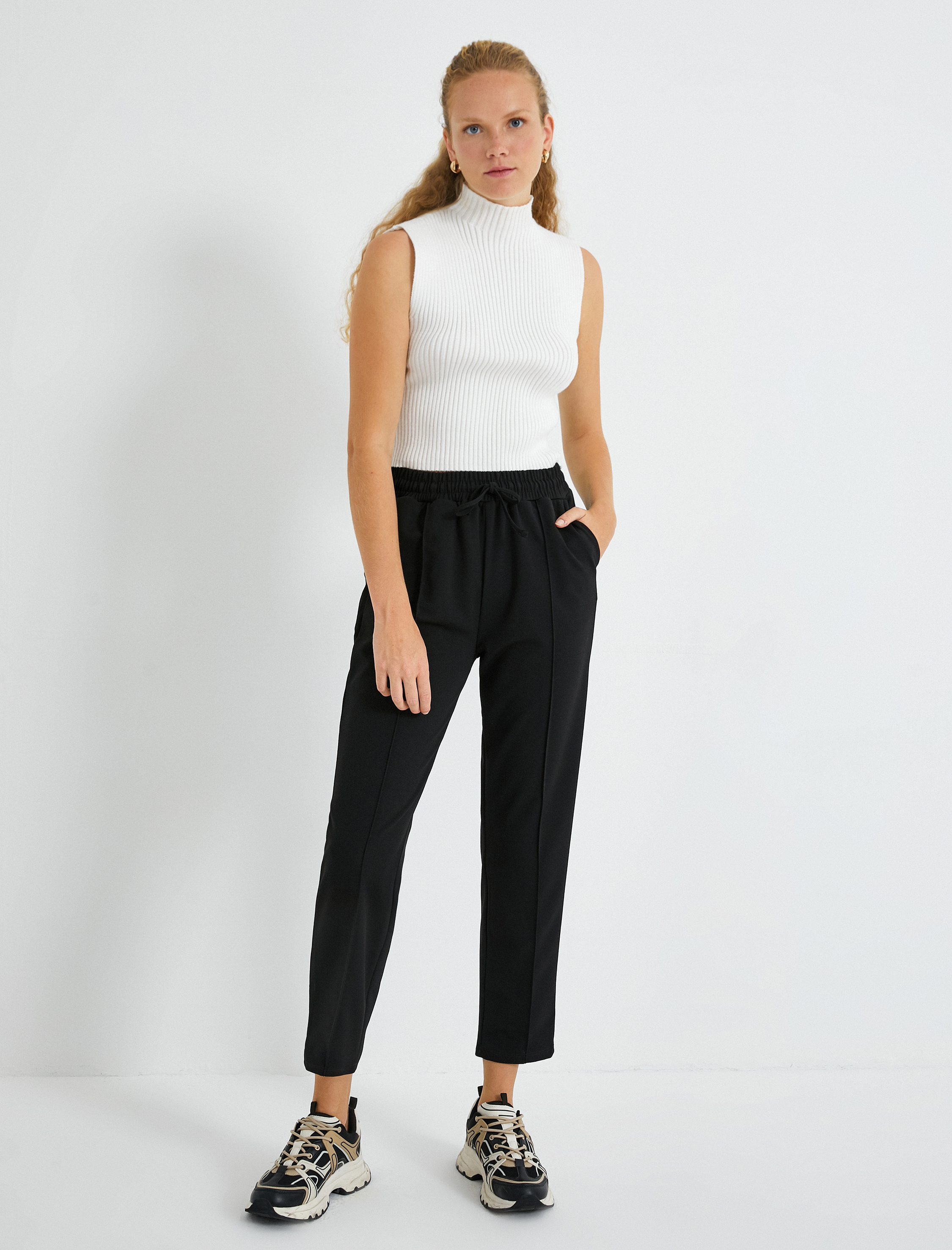   Crop Pantolon Nervürlü