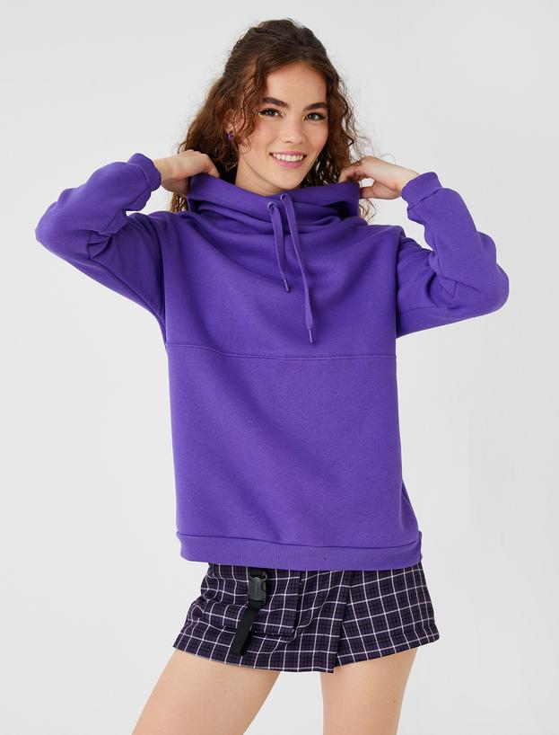   Oversize Kapüşonlu Basic Sweatshirt