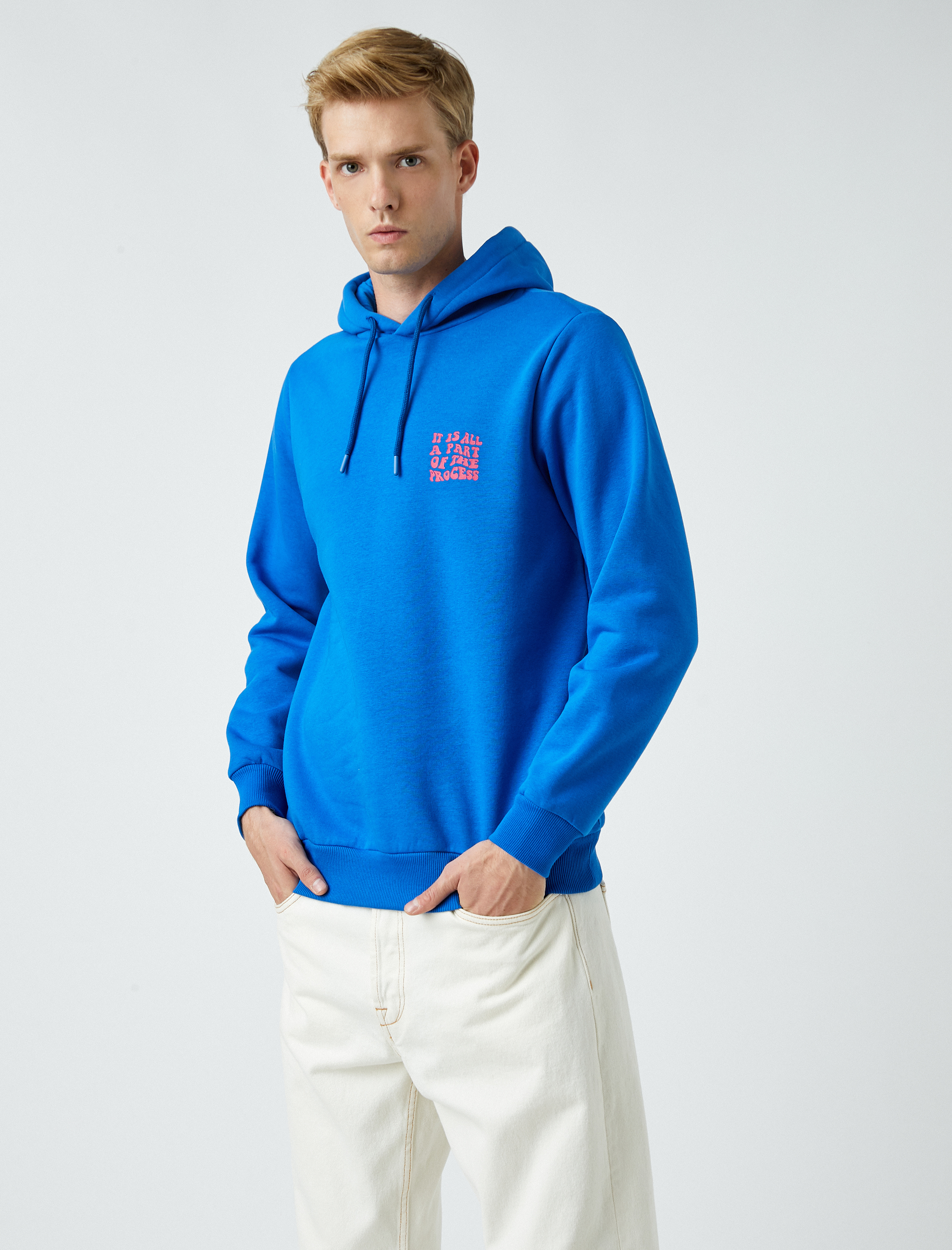   Yazılı Kapşonlu Sweatshirt Şardonlu