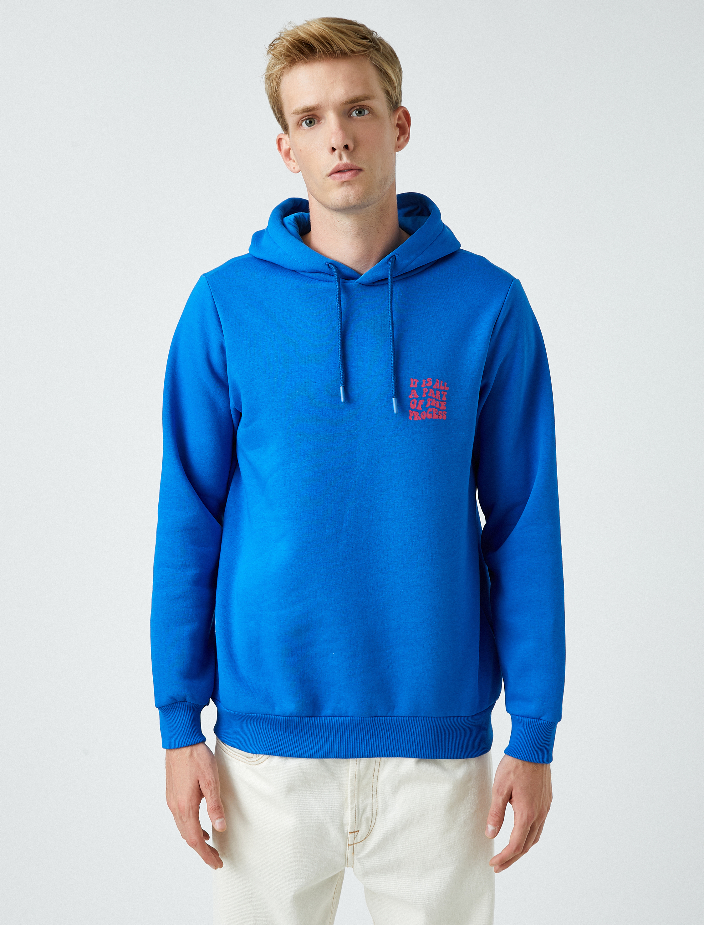   Yazılı Kapşonlu Sweatshirt Şardonlu