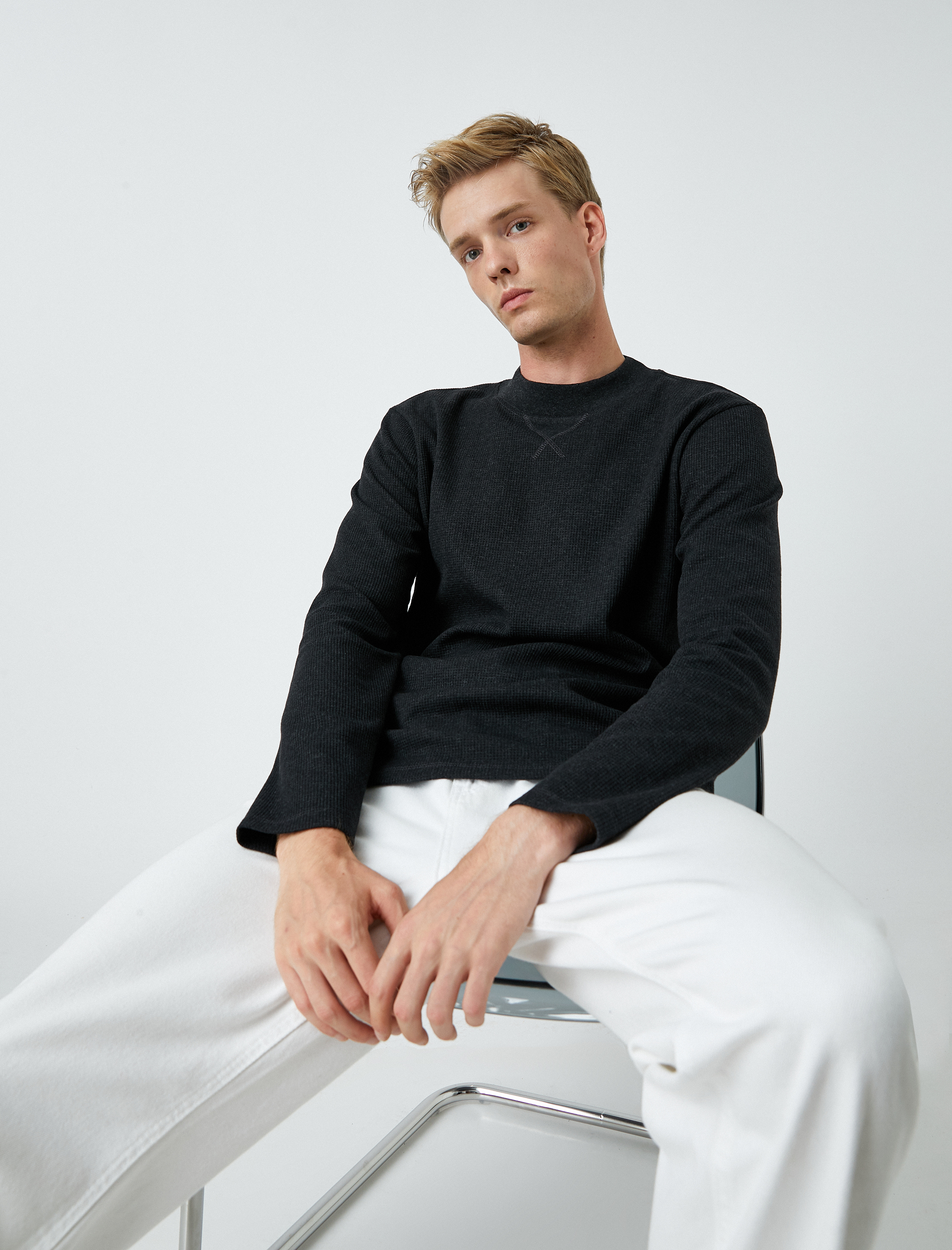   Uzun Kollu Tişört Bisiklet Yaka