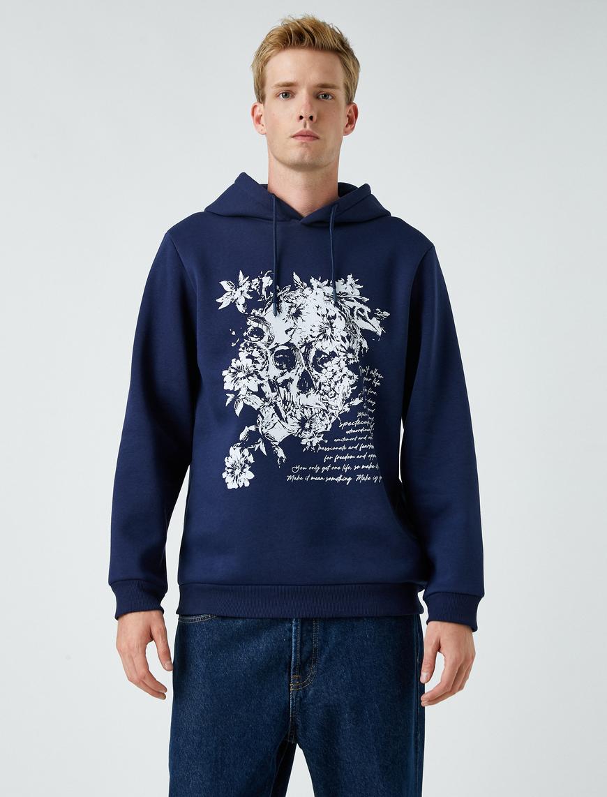   Baskılı Basic Sweatshirt Şardonlu