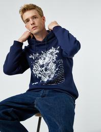 Baskılı Basic Sweatshirt Şardonlu