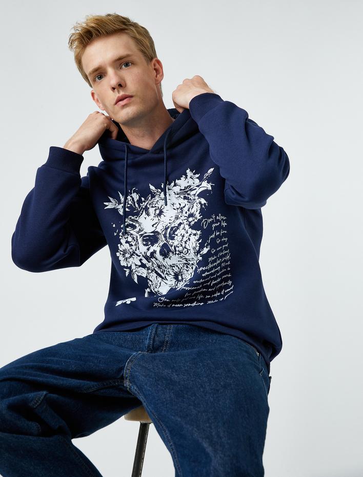  Baskılı Basic Sweatshirt Şardonlu