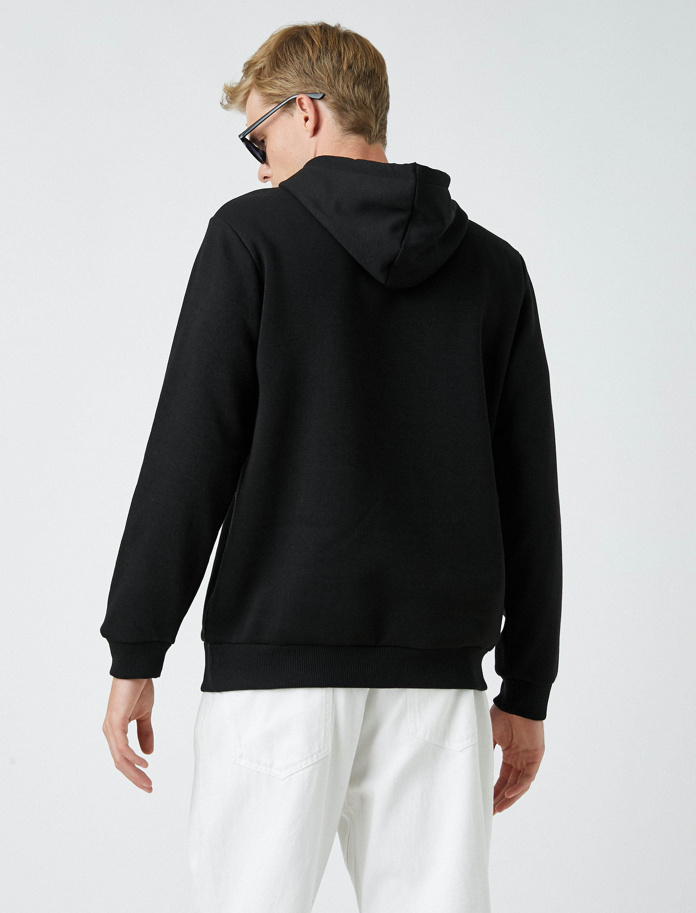 Baskılı Kapşonlu Sweatshirt Şardonlu