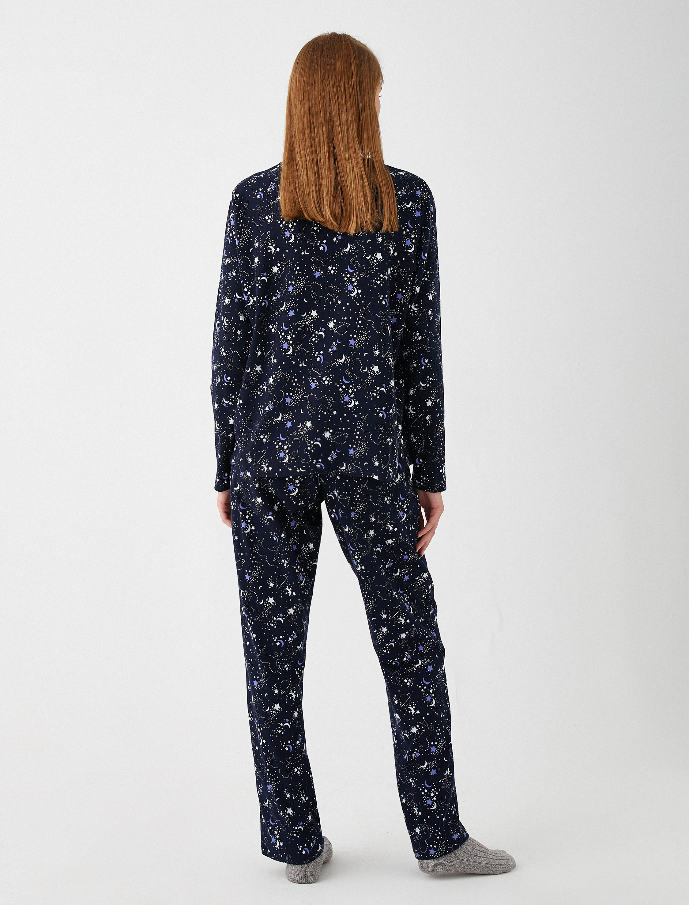   Pamuklu Baskılı Pijama Takımı Yumuşak Dokulu